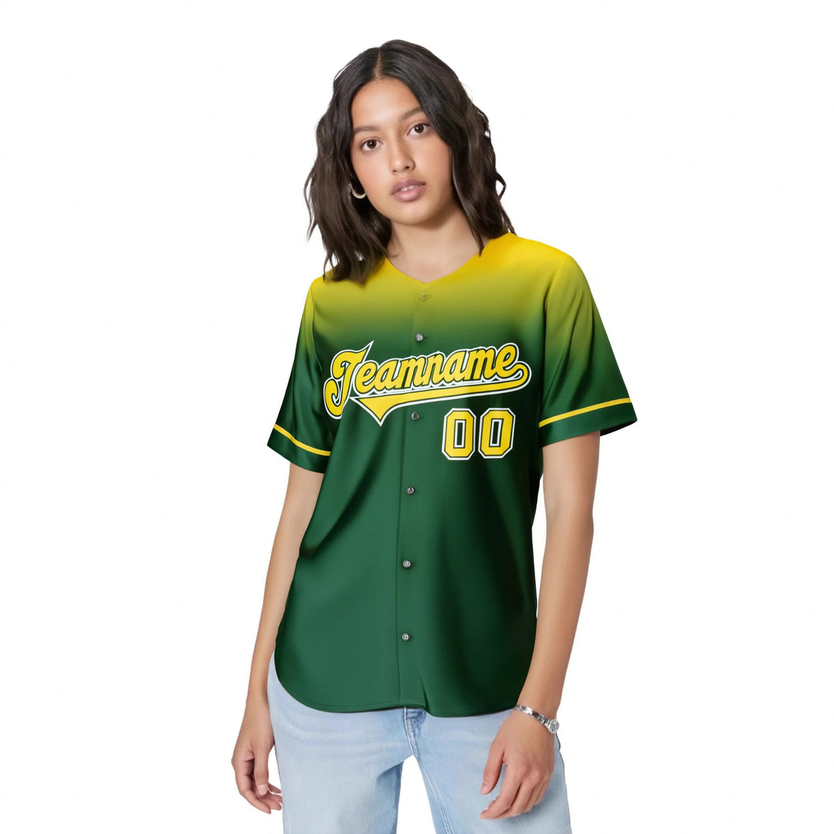 Custom Green Gold Gradient Fashion Design Authentic Baseball Jersey