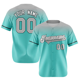 Camiseta de béisbol auténtica personalizada con diseño de moda en degradado verde gris brillante - Style 1