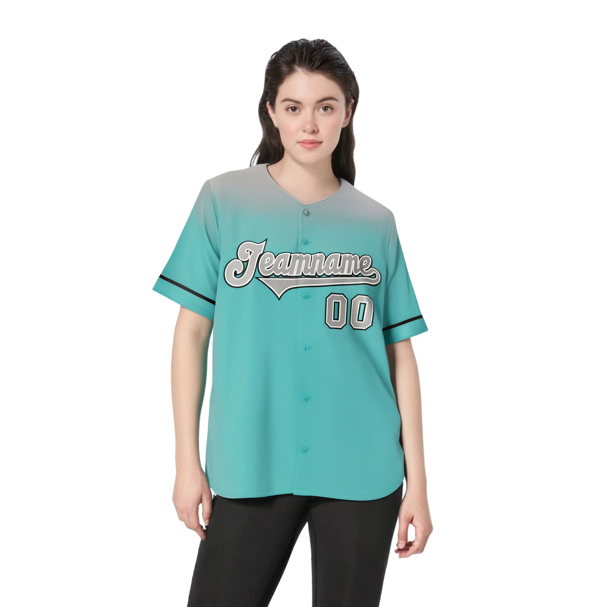 Custom Aqua Gray Gradient Fashion Design Authentic Baseball Jersey