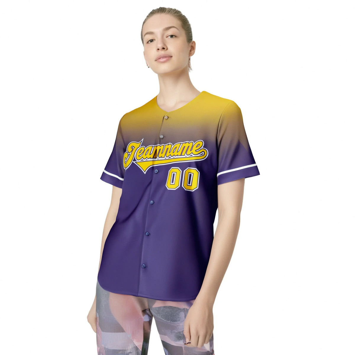 Custom Purple Yellow Gradient Fashion Design Authentic Baseball Jersey