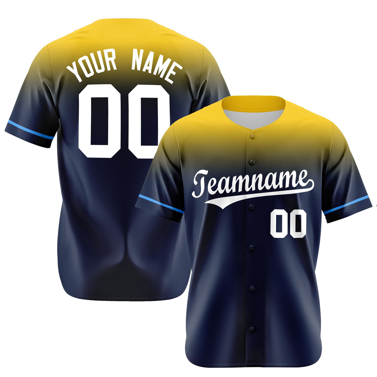 Custom Navy Gold Gradient Fashion Design Authentic Baseball Jersey