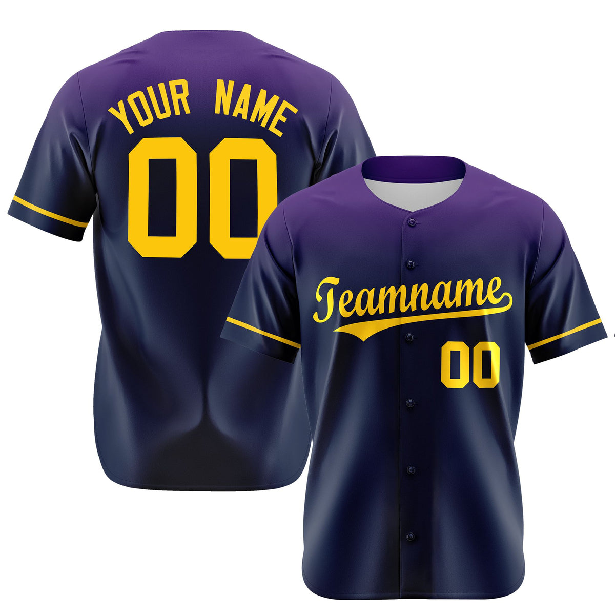 Custom Navy Purple Gradient Fashion Design Authentic Baseball Jersey
