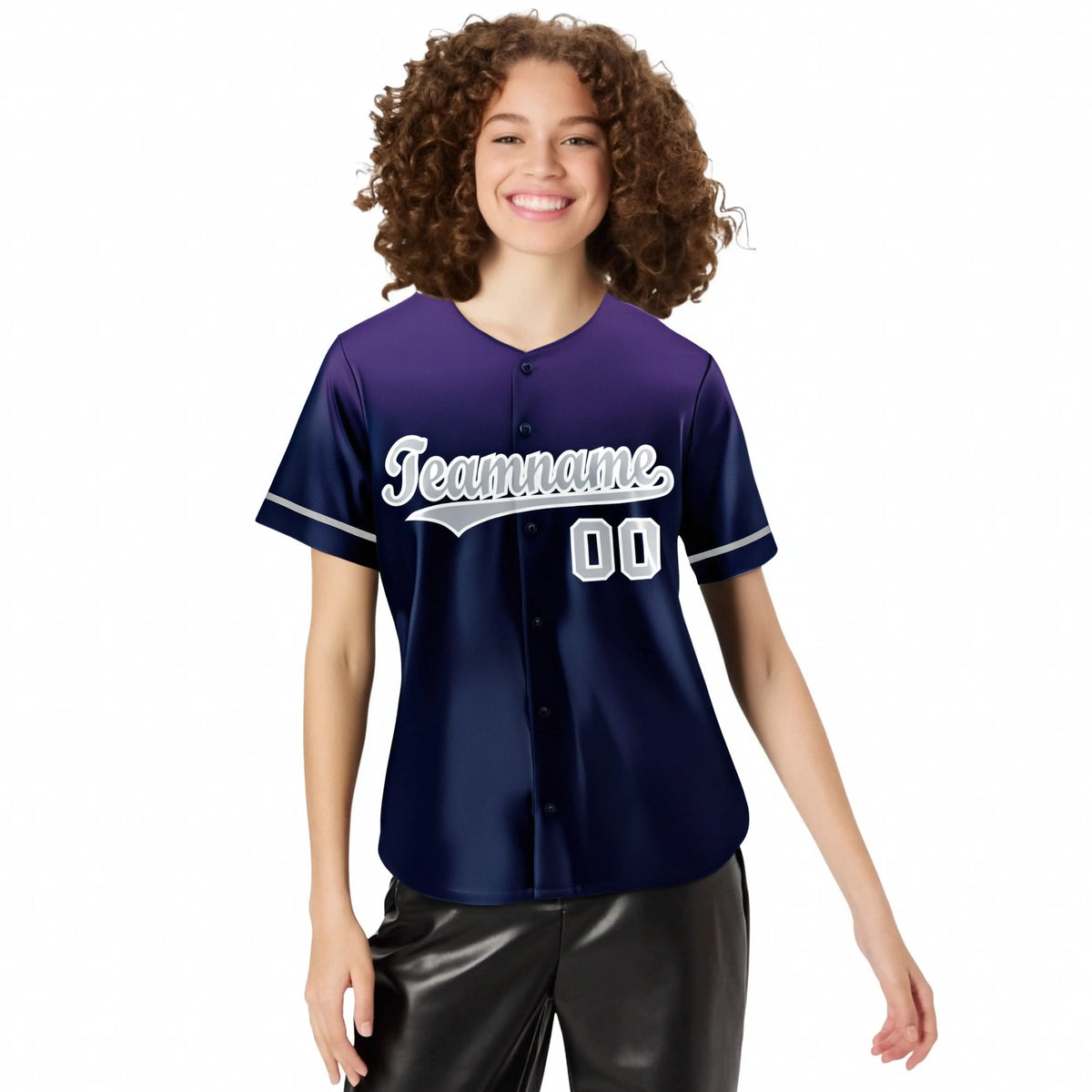 Custom Navy Purple Gradient Fashion Design Authentic Baseball Jersey