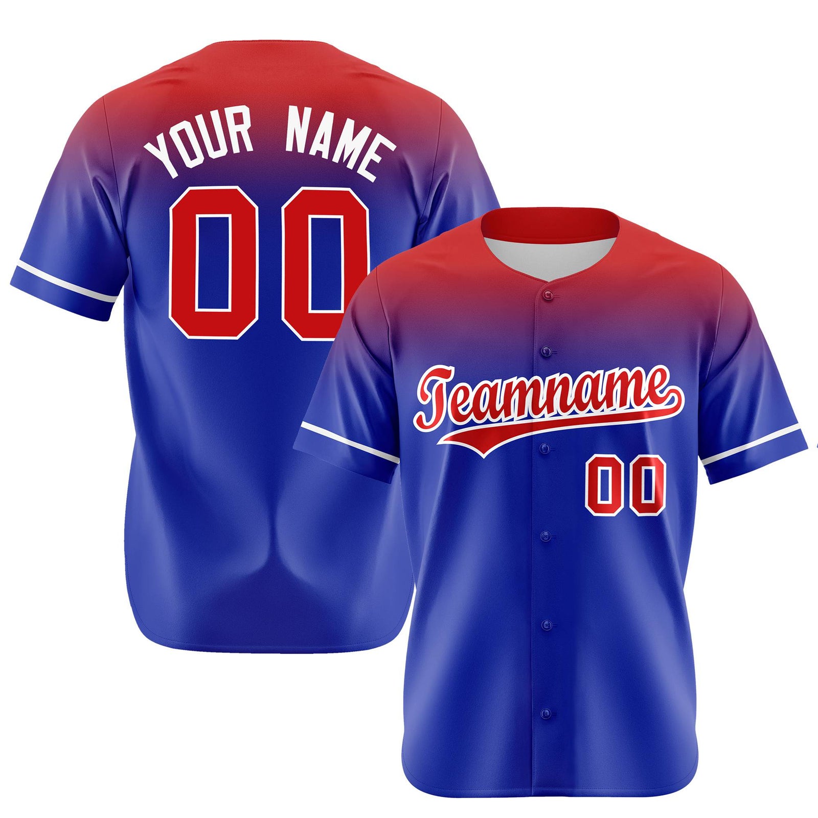Custom Royal Blue Red Gradient Fashion Design Authentic Baseball Jersey