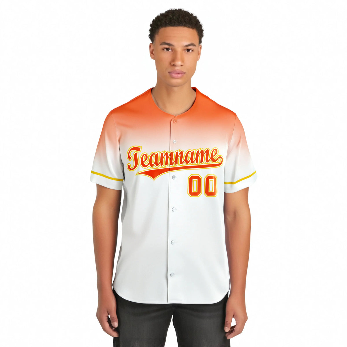 Custom White Orange Gradient Fashion Design Authentic Baseball Jersey