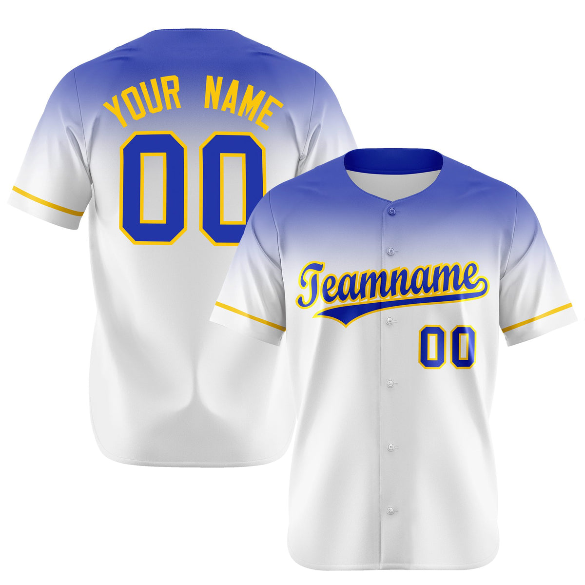 Custom White Royal Blue Gradient Fashion Design Authentic Baseball Jersey