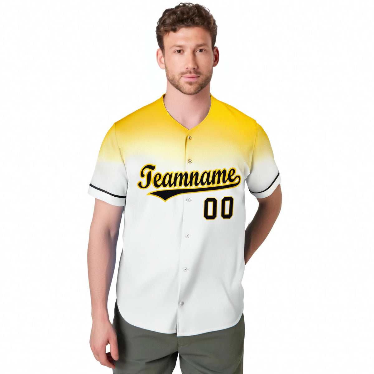 Custom White Gold Gradient Fashion Design Authentic Baseball Jersey