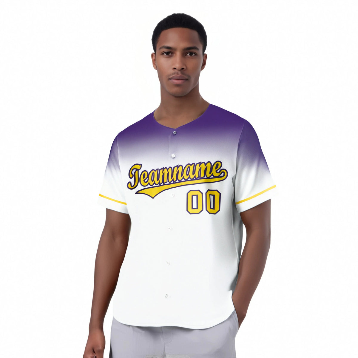 Custom White Purple Gradient Fashion Design Authentic Baseball Jersey