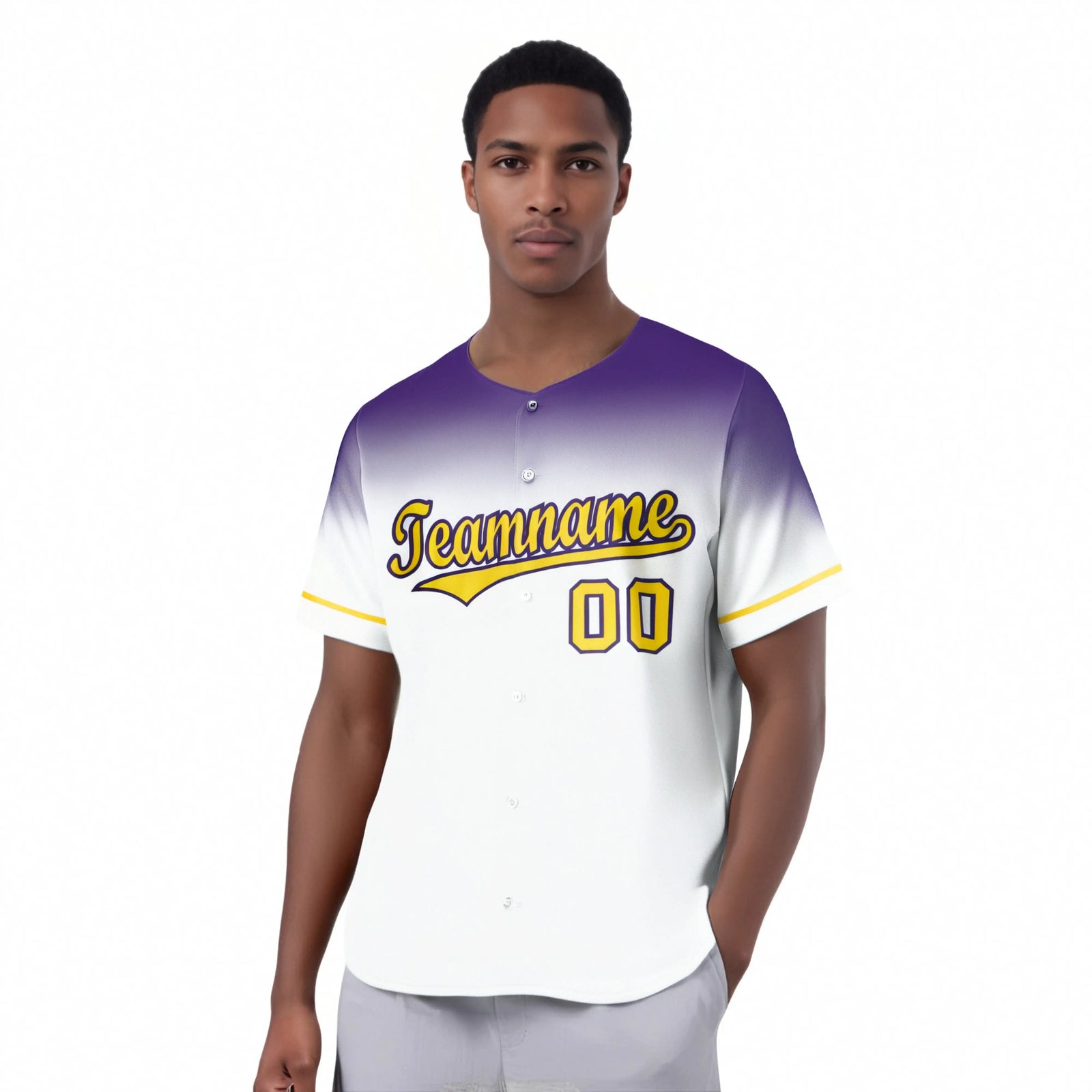 Custom White Purple Gradient Fashion Design Authentic Baseball Jersey