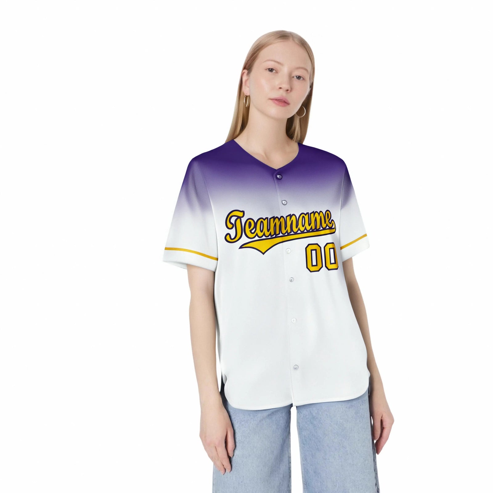 Custom White Purple Gradient Fashion Design Authentic Baseball Jersey