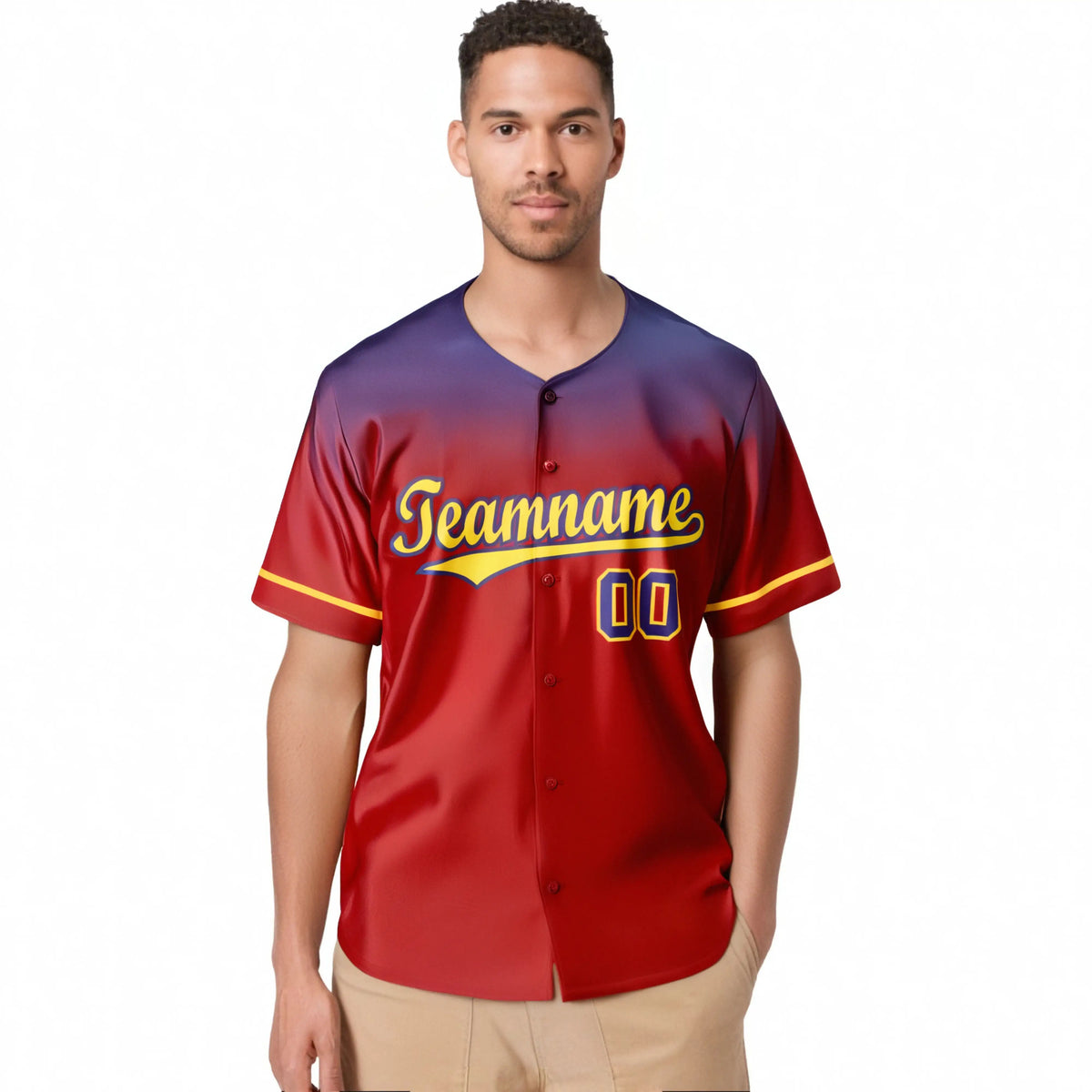 Custom Red Purple Gradient Fashion Design Authentic Baseball Jersey