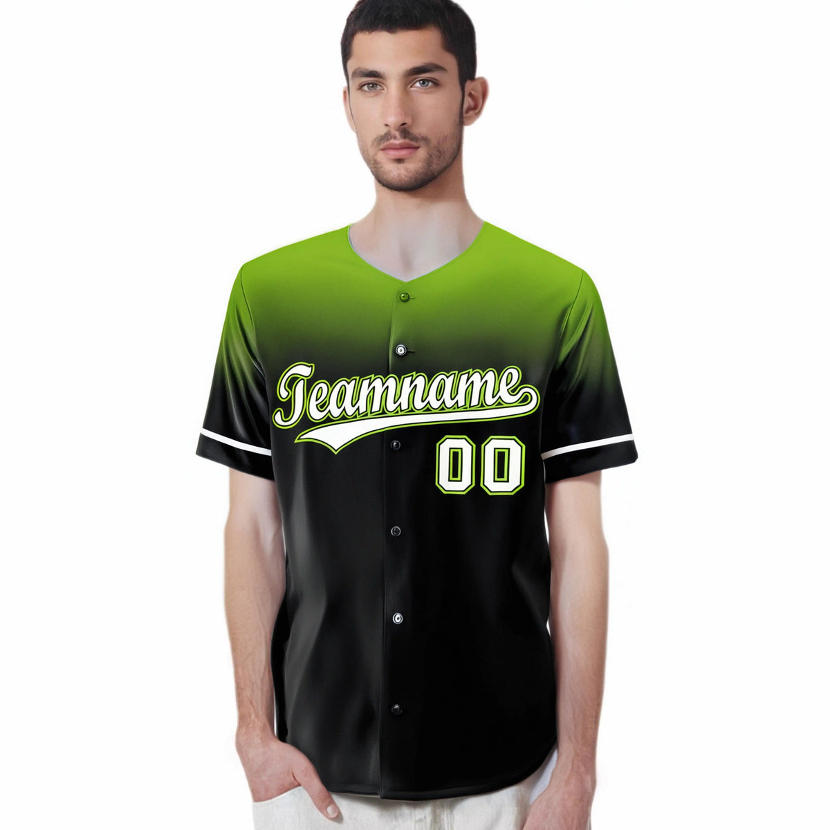 Custom Navy Neon Green Gradient Fashion Design Authentic Baseball Jersey