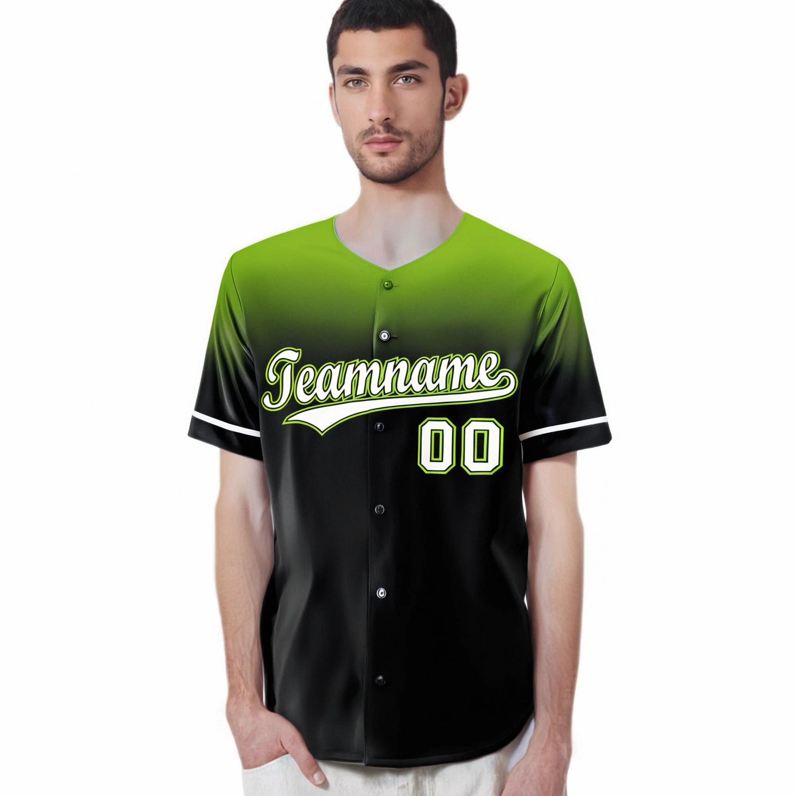 Custom Navy Neon Green Gradient Fashion Design Authentic Baseball Jersey
