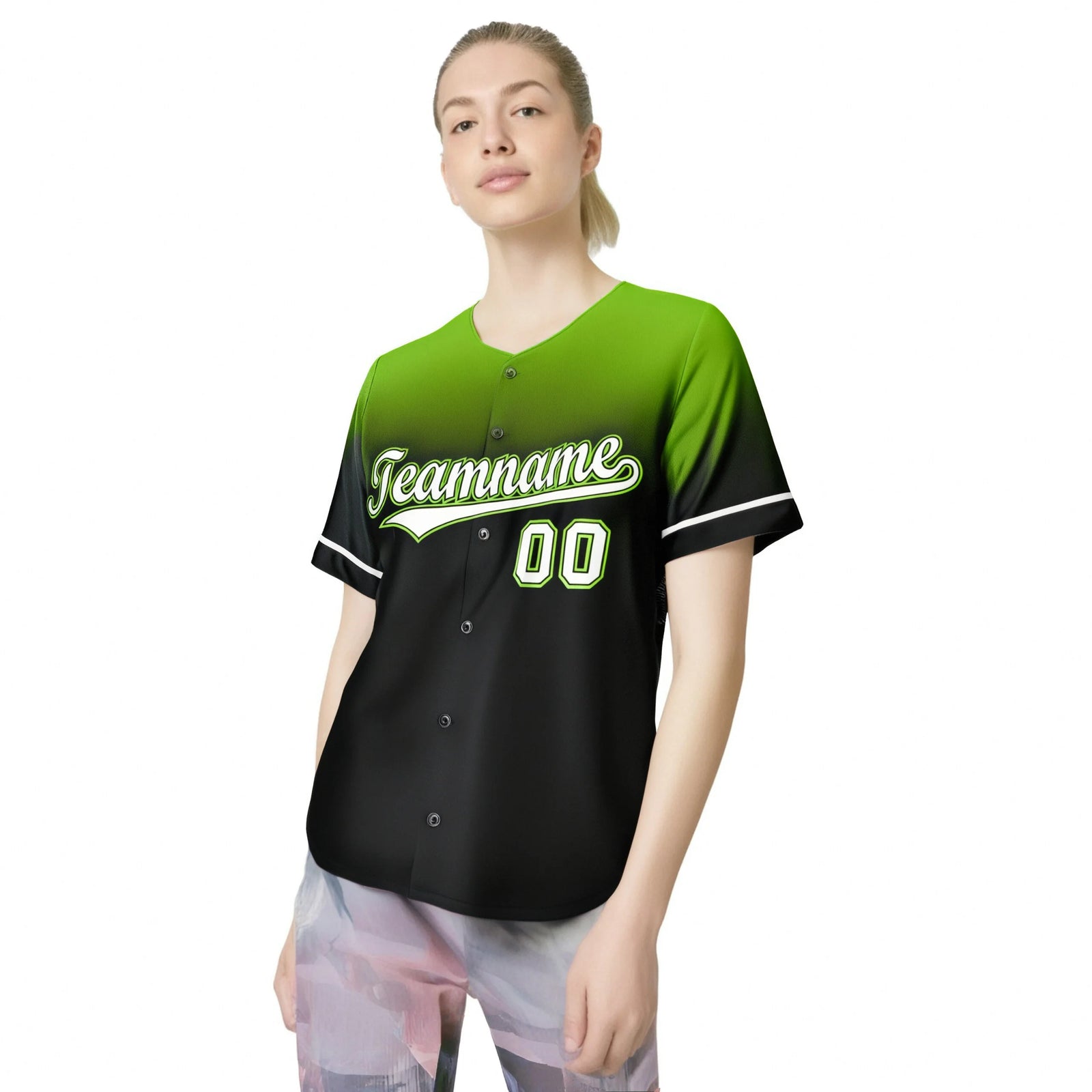 Custom Navy Neon Green Gradient Fashion Design Authentic Baseball Jersey