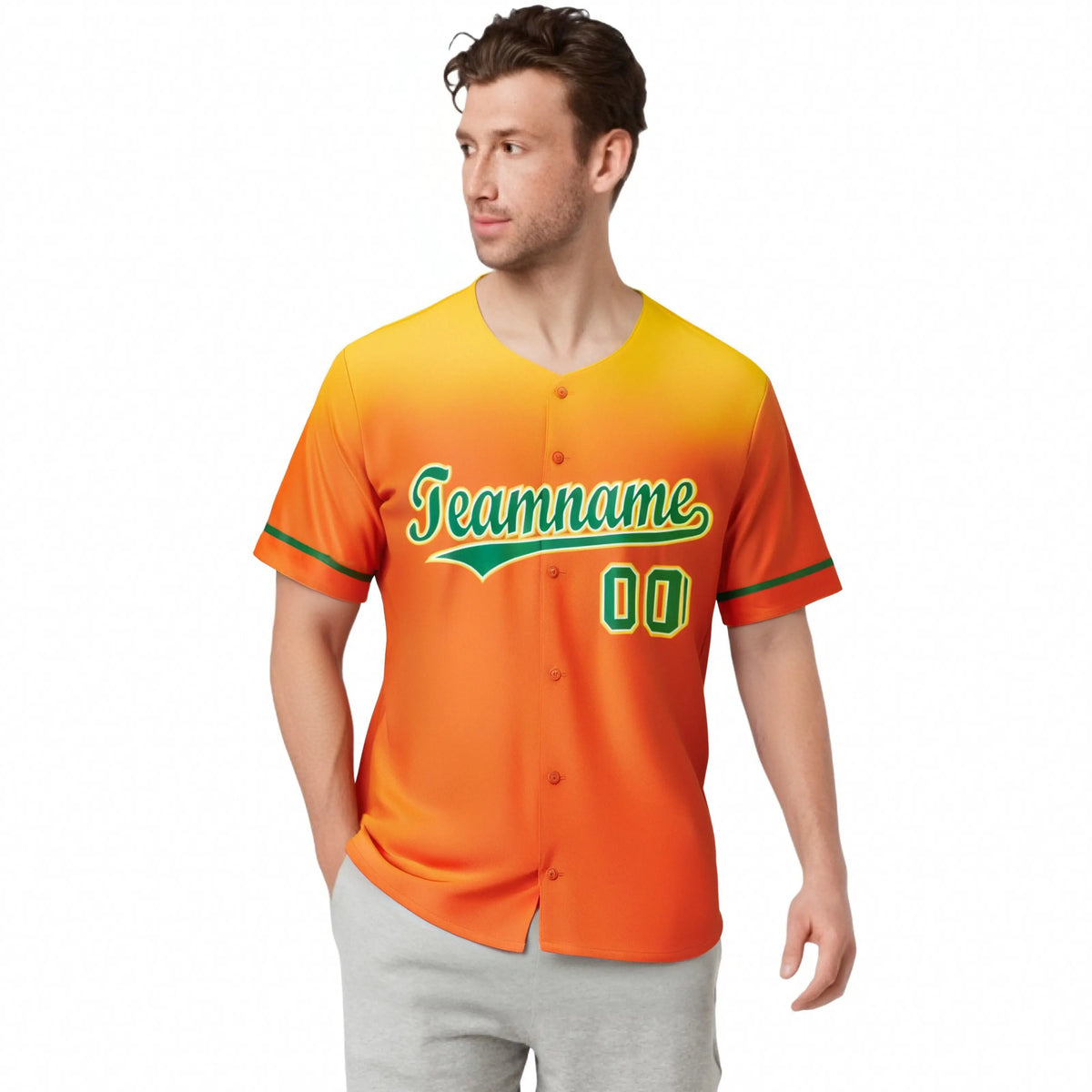 Custom Orange Yellow Gradient Fashion Design Authentic Baseball Jersey