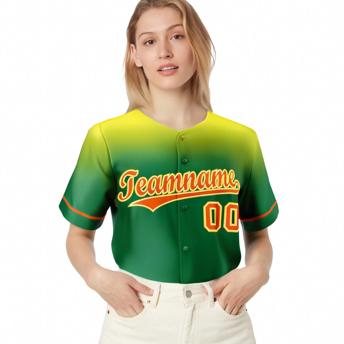 Custom Kelly Green Yellow Gradient Fashion Design Authentic Baseball Jersey