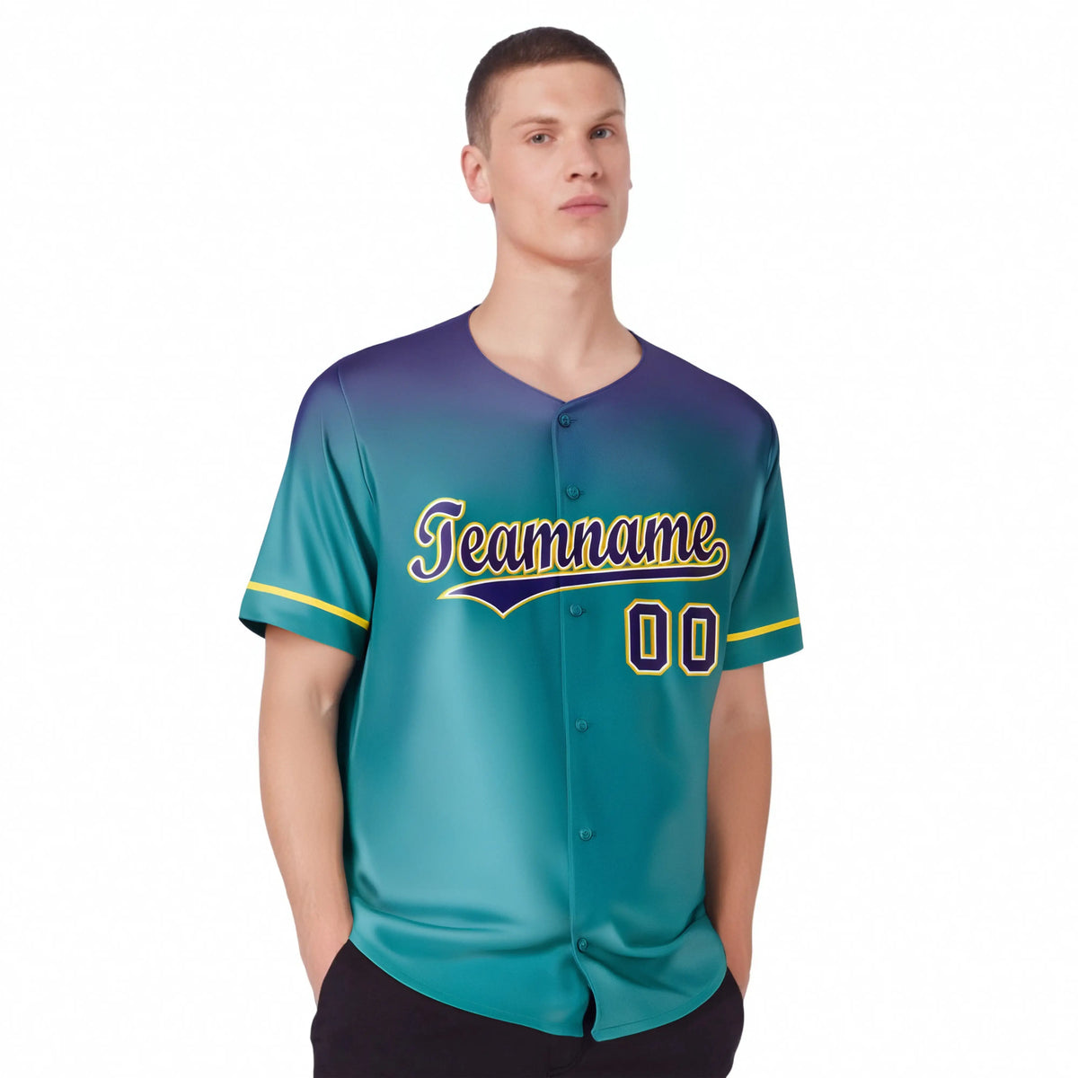 Custom Aqua Purple Gradient Fashion Design Authentic Baseball Jersey