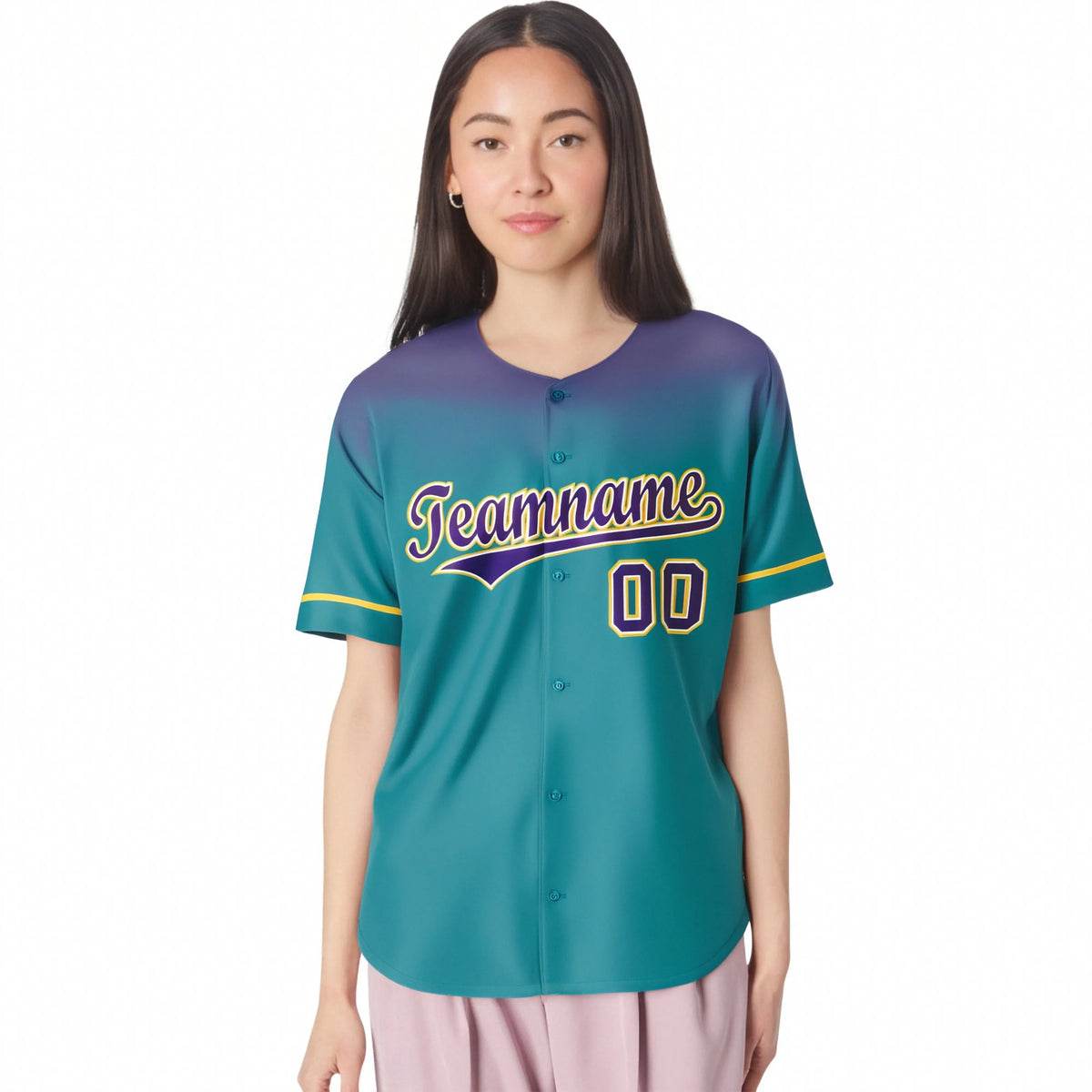 Custom Aqua Purple Gradient Fashion Design Authentic Baseball Jersey
