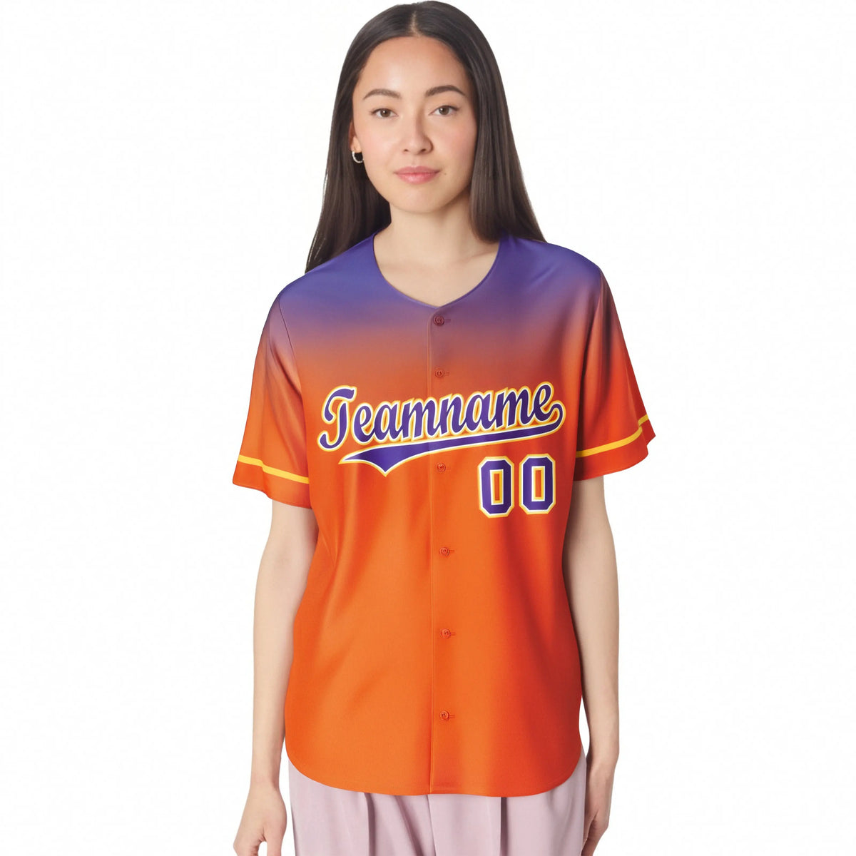 Custom Orange Purple Gradient Fashion Design Authentic Baseball Jersey