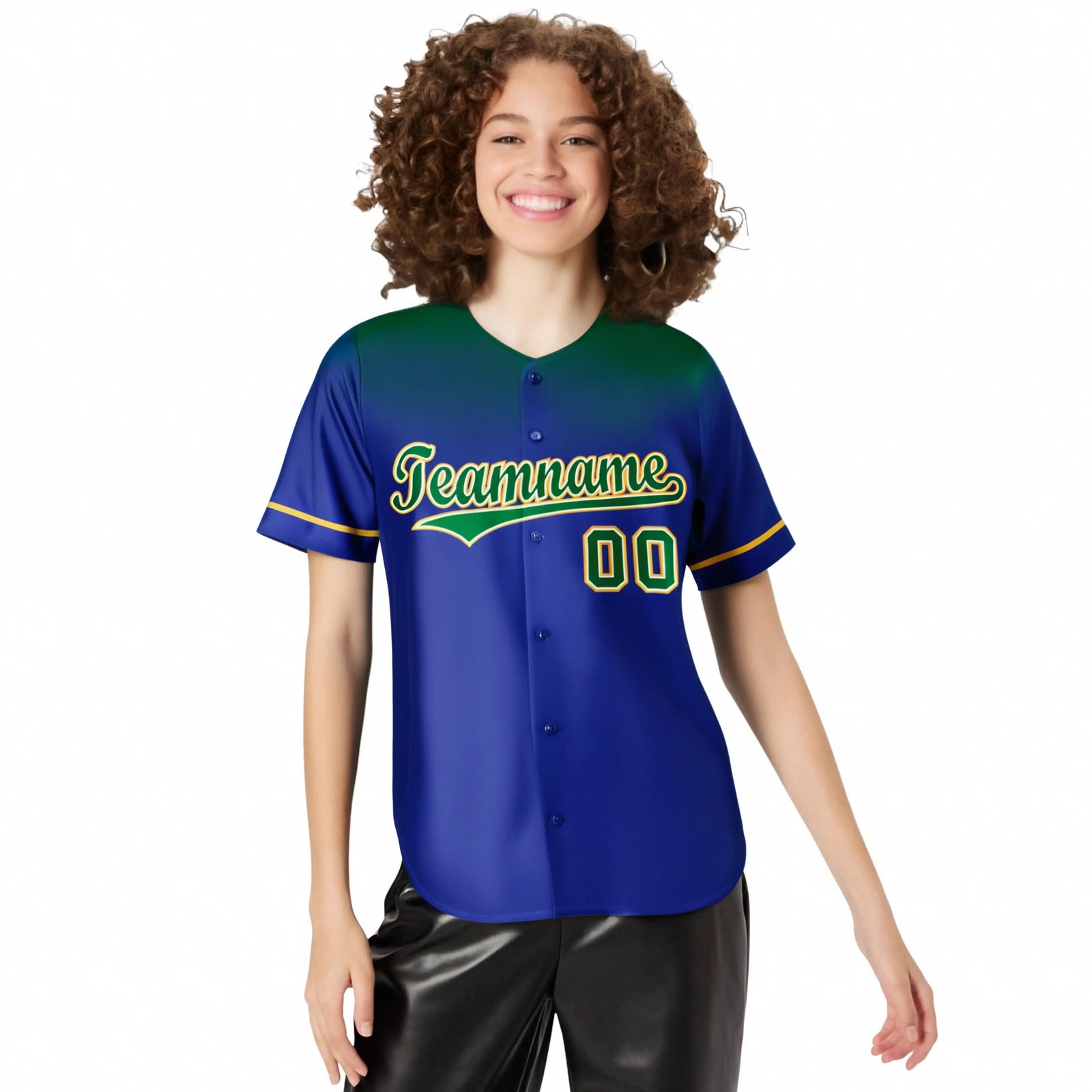 Custom Royal Blue Kelly Green Gradient Fashion Design Authentic Baseball Jersey