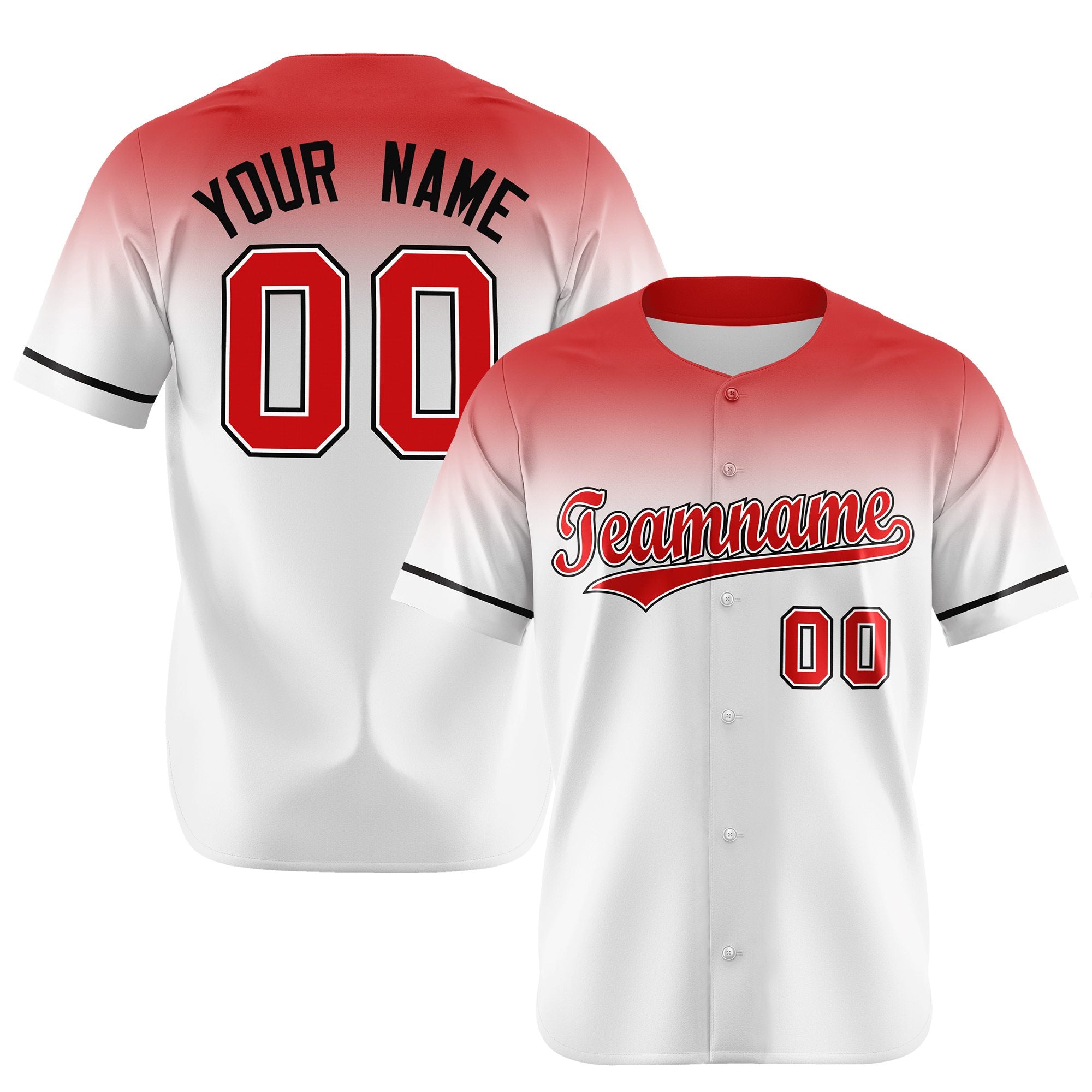 Custom White Red Gradient Fashion Design Authentic Baseball Jersey