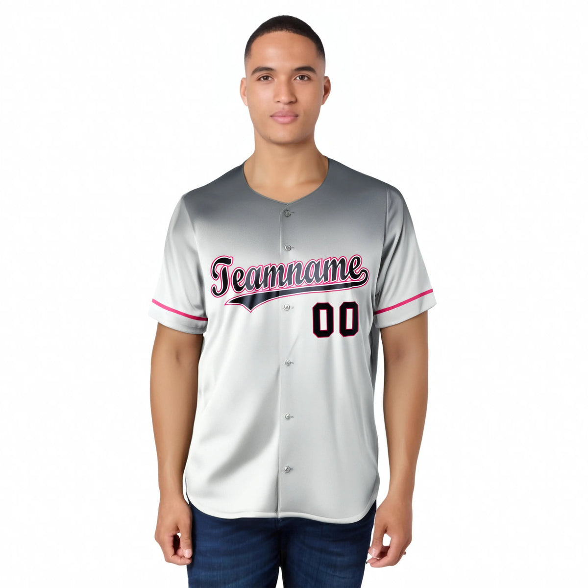 Custom White Gray Gradient Fashion Design Authentic Baseball Jersey