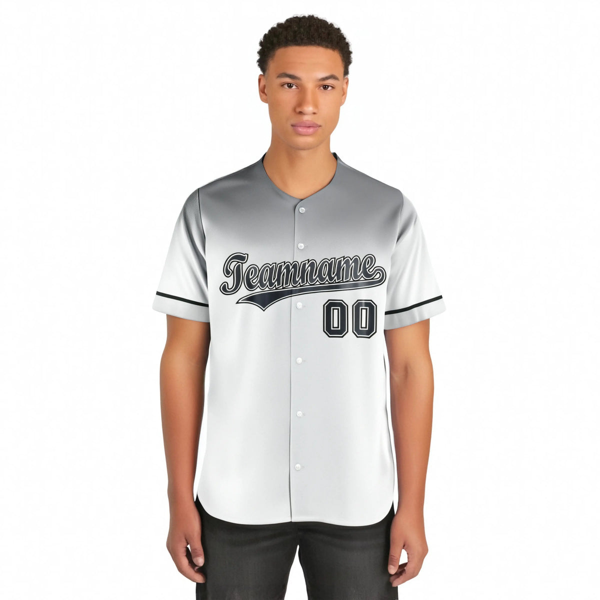 Custom White Gray Gradient Fashion Design Authentic Baseball Jersey