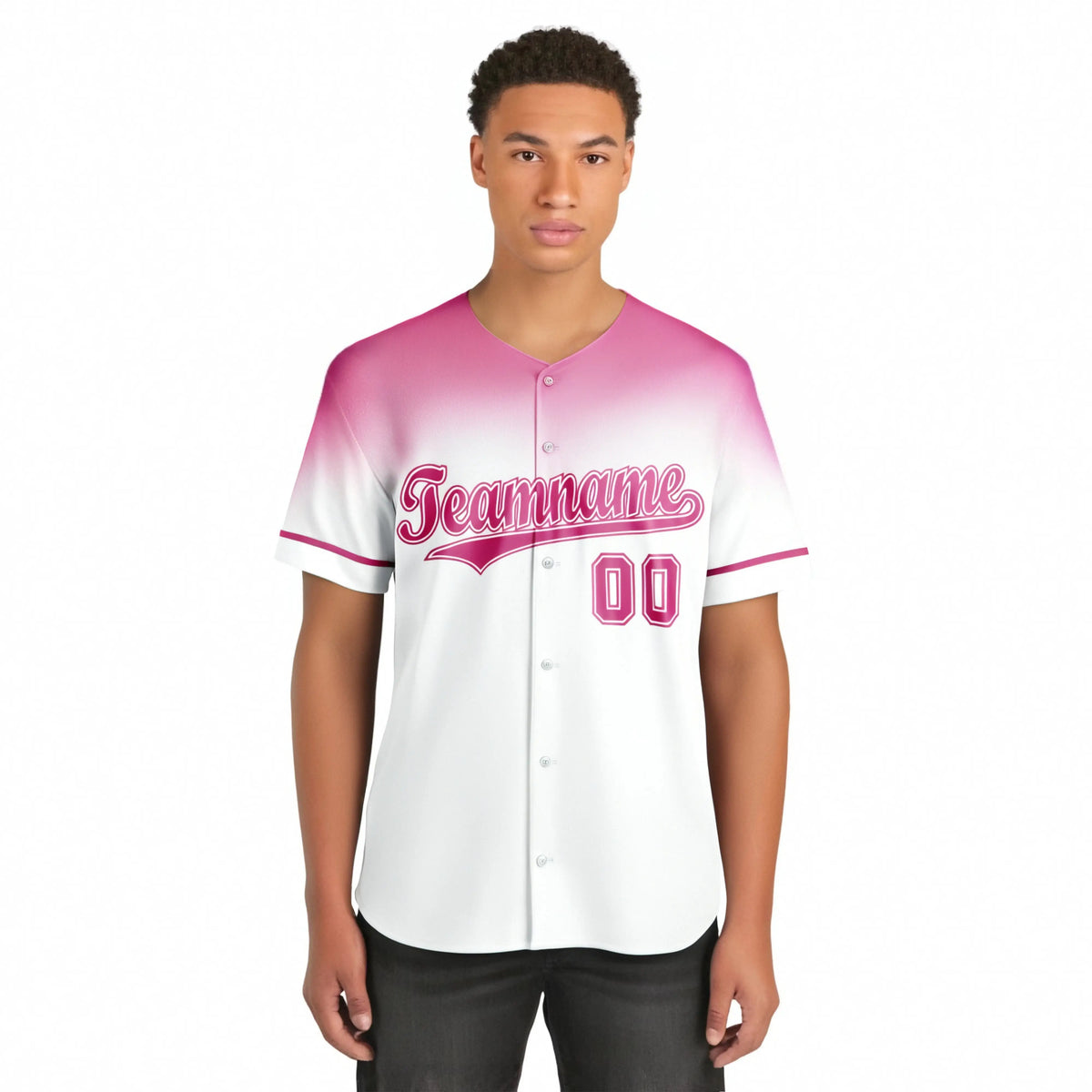 Custom White Light Pink Gradient Fashion Design Authentic Baseball Jersey