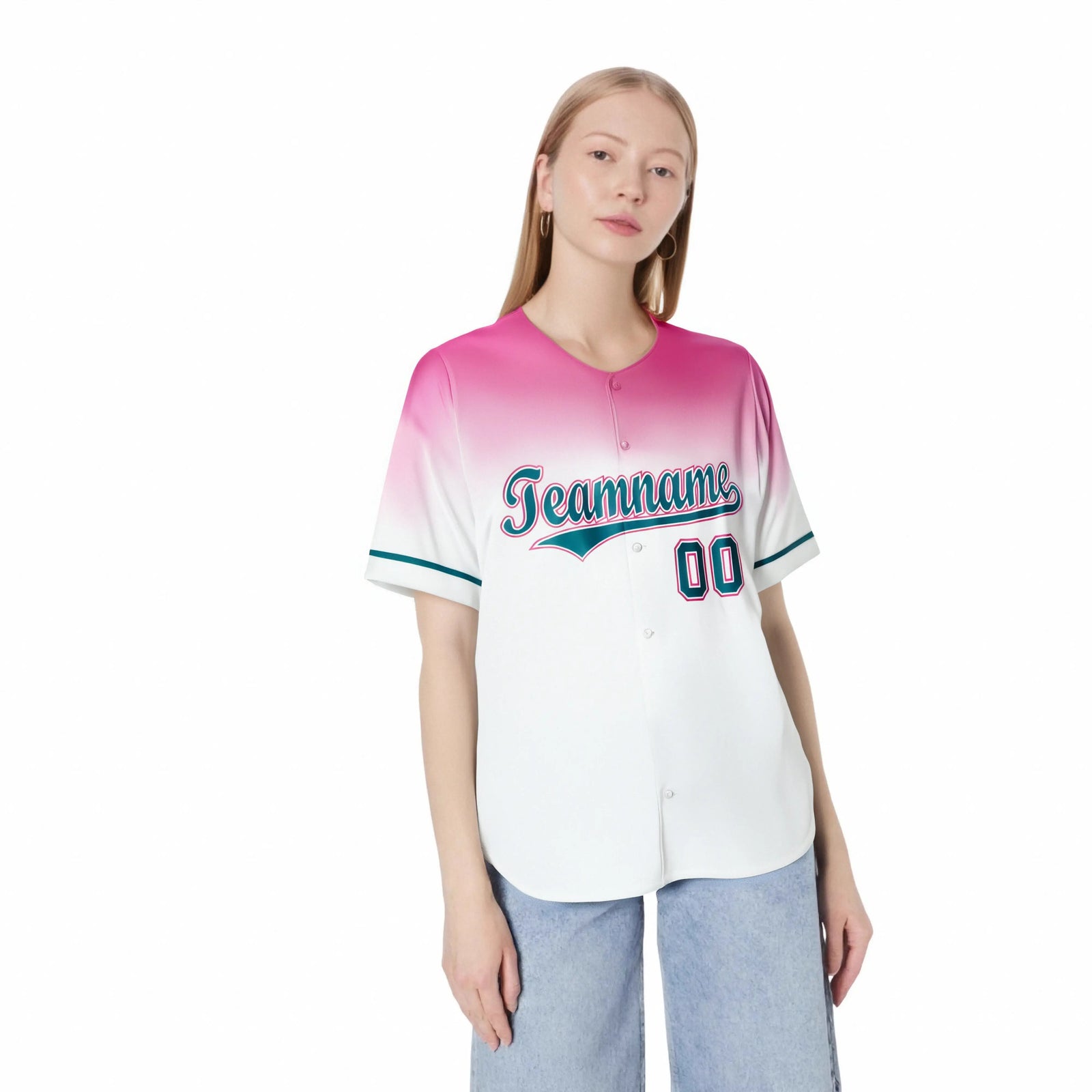 Custom White Light Pink Gradient Fashion Design Authentic Baseball Jersey