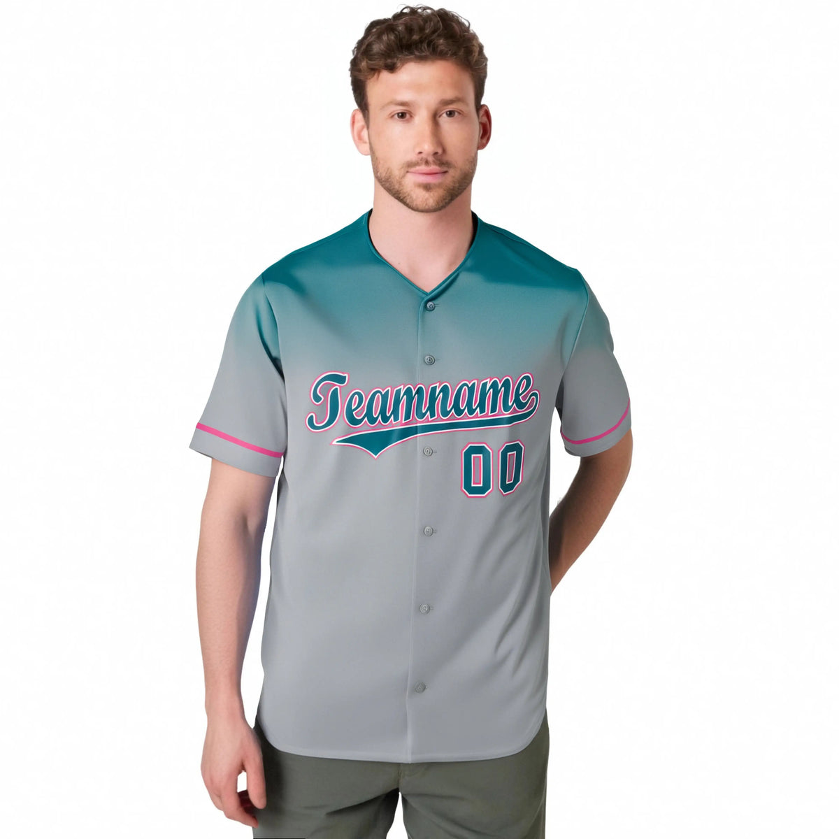 Custom Gray Aqua Gradient Fashion Design Authentic Baseball Jersey