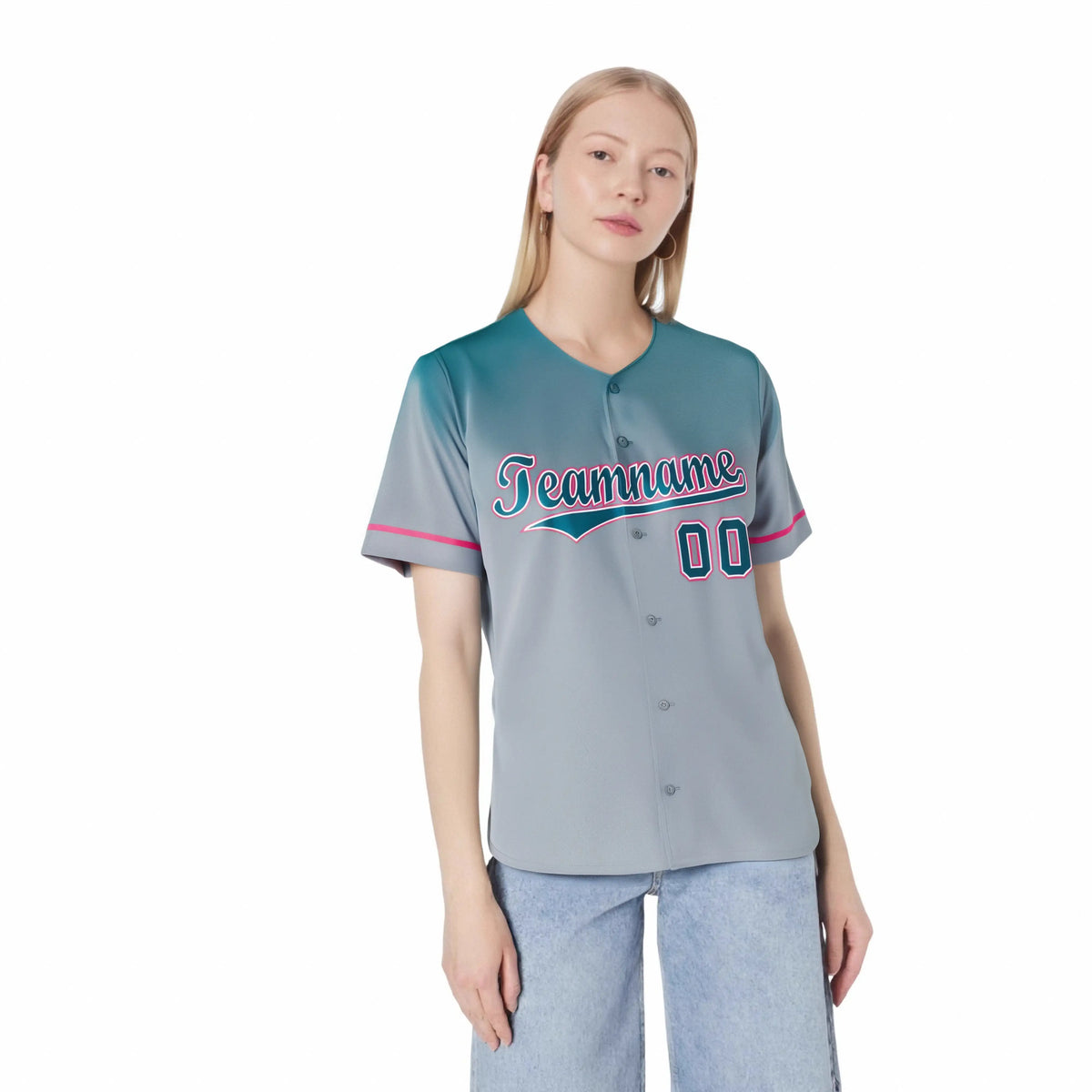 Custom Gray Aqua Gradient Fashion Design Authentic Baseball Jersey