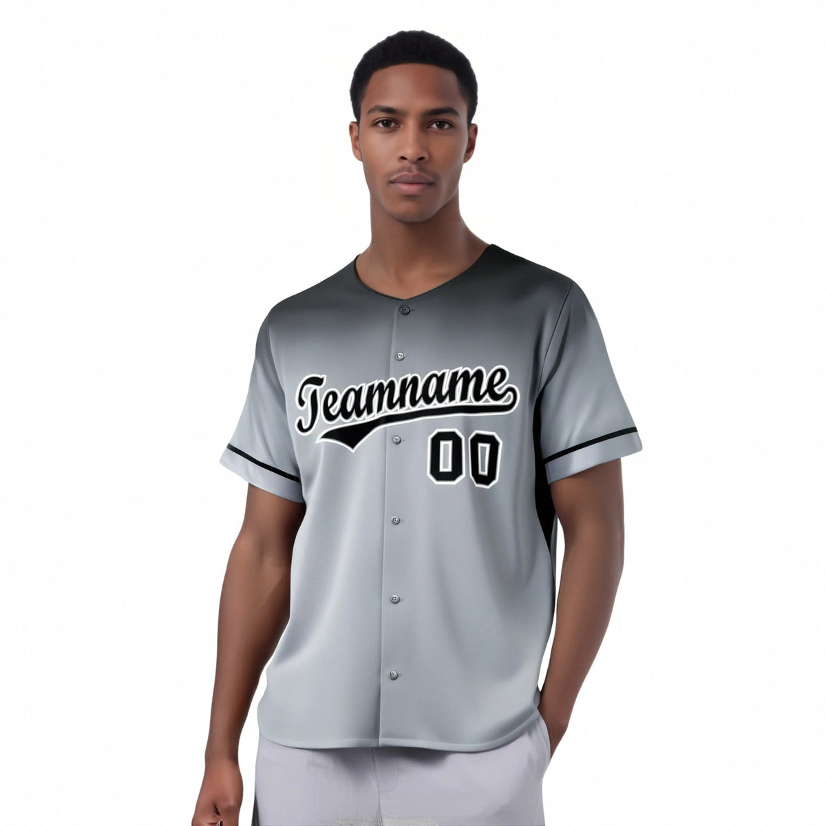 Custom Gray Black Gradient Fashion Design Authentic Baseball Jersey