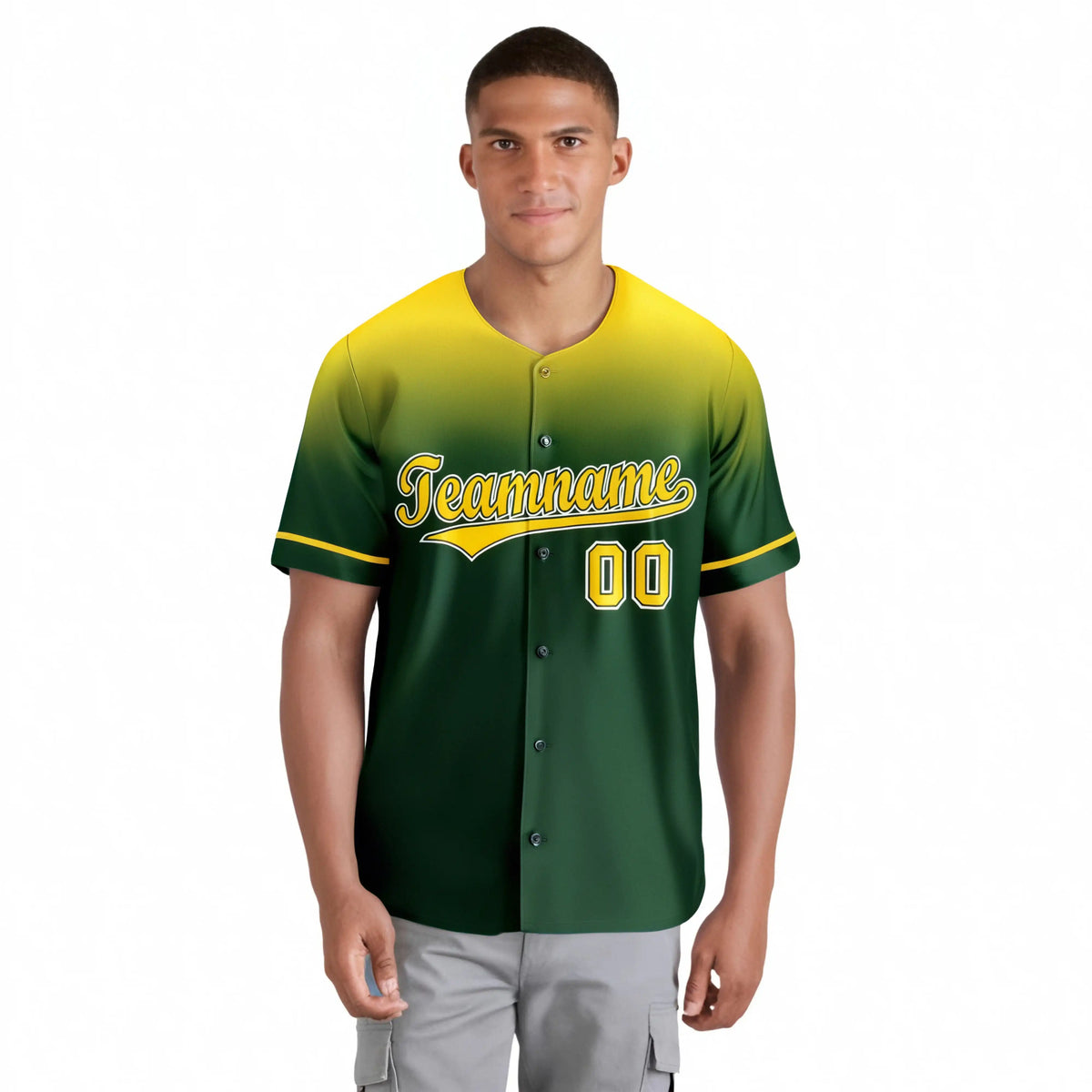Custom Green Gold Gradient Fashion Design Authentic Baseball Jersey