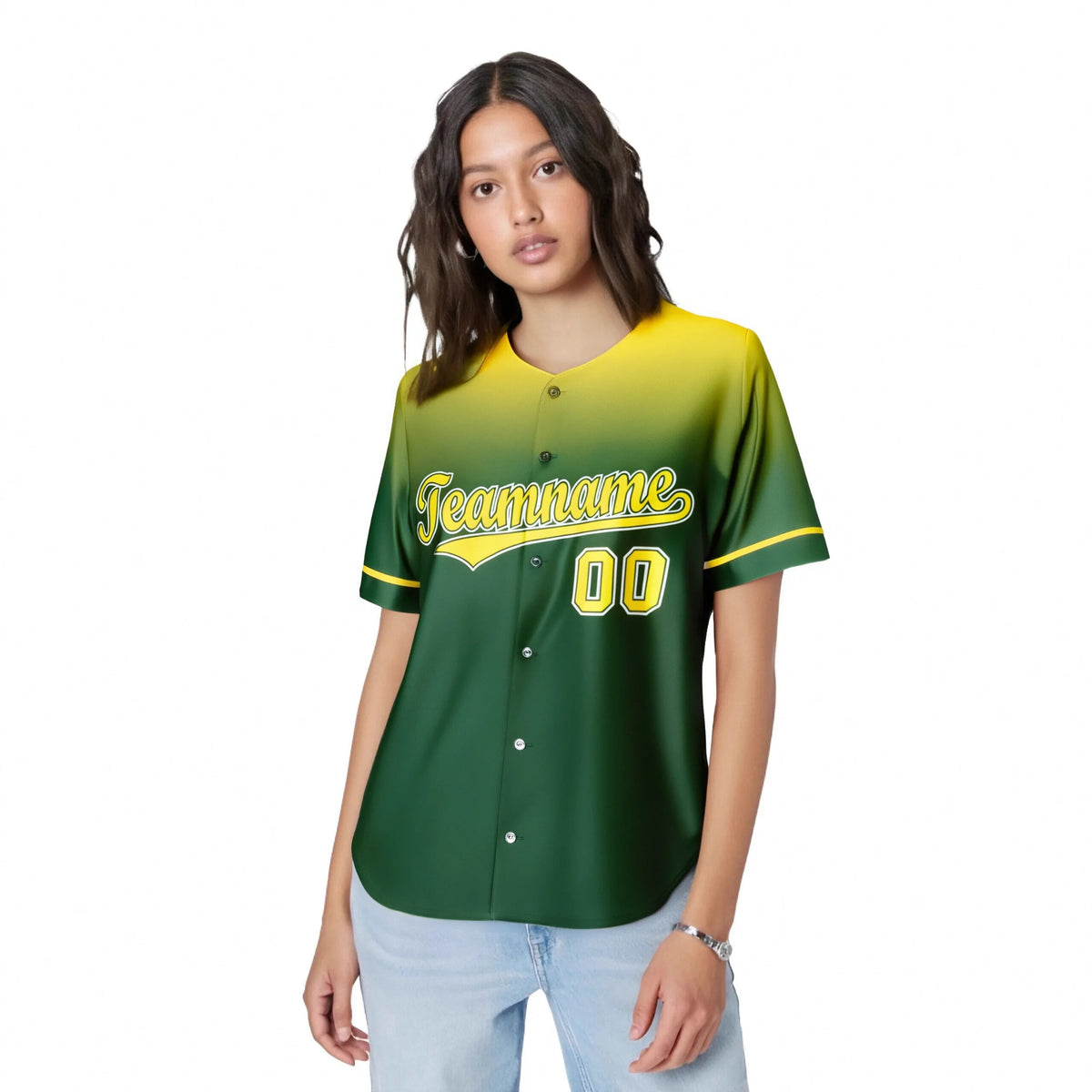 Custom Green Gold Gradient Fashion Design Authentic Baseball Jersey