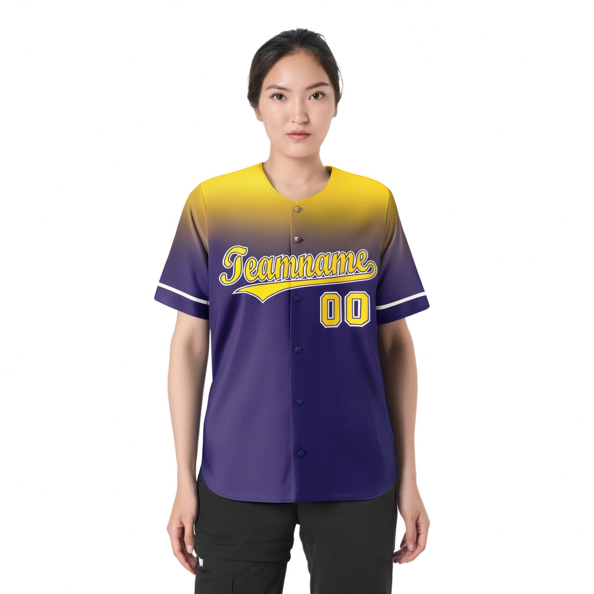 Custom Purple Yellow Gradient Fashion Design Authentic Baseball Jersey