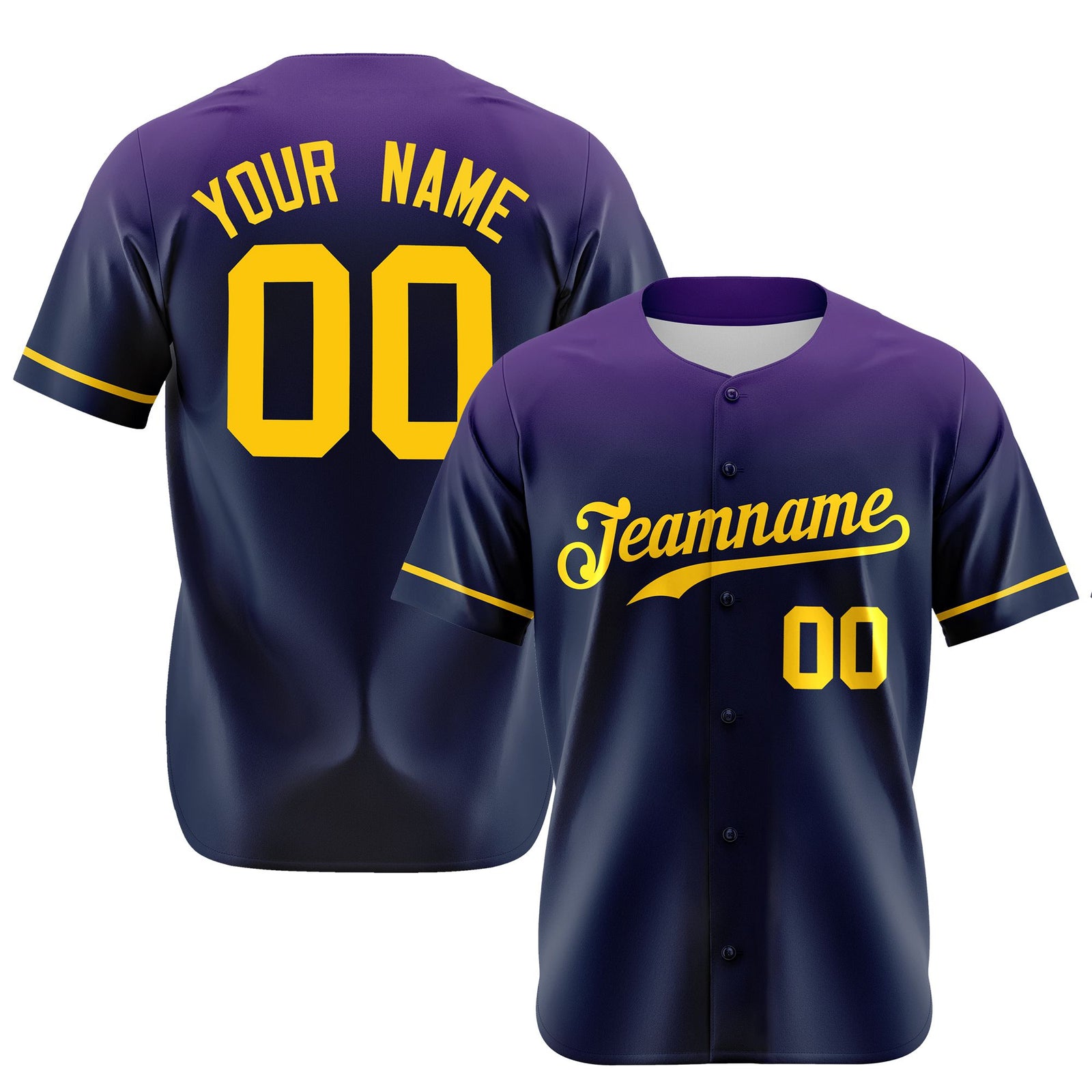 Custom Navy Purple Gradient Fashion Design Authentic Baseball Jersey