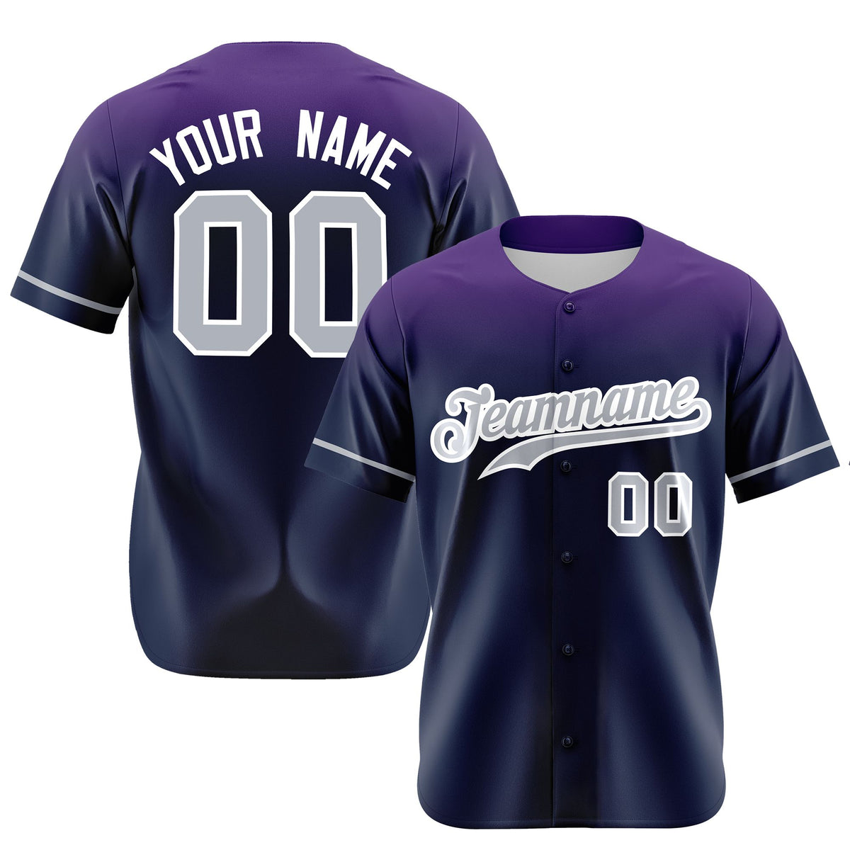 Custom Navy Purple Gradient Fashion Design Authentic Baseball Jersey