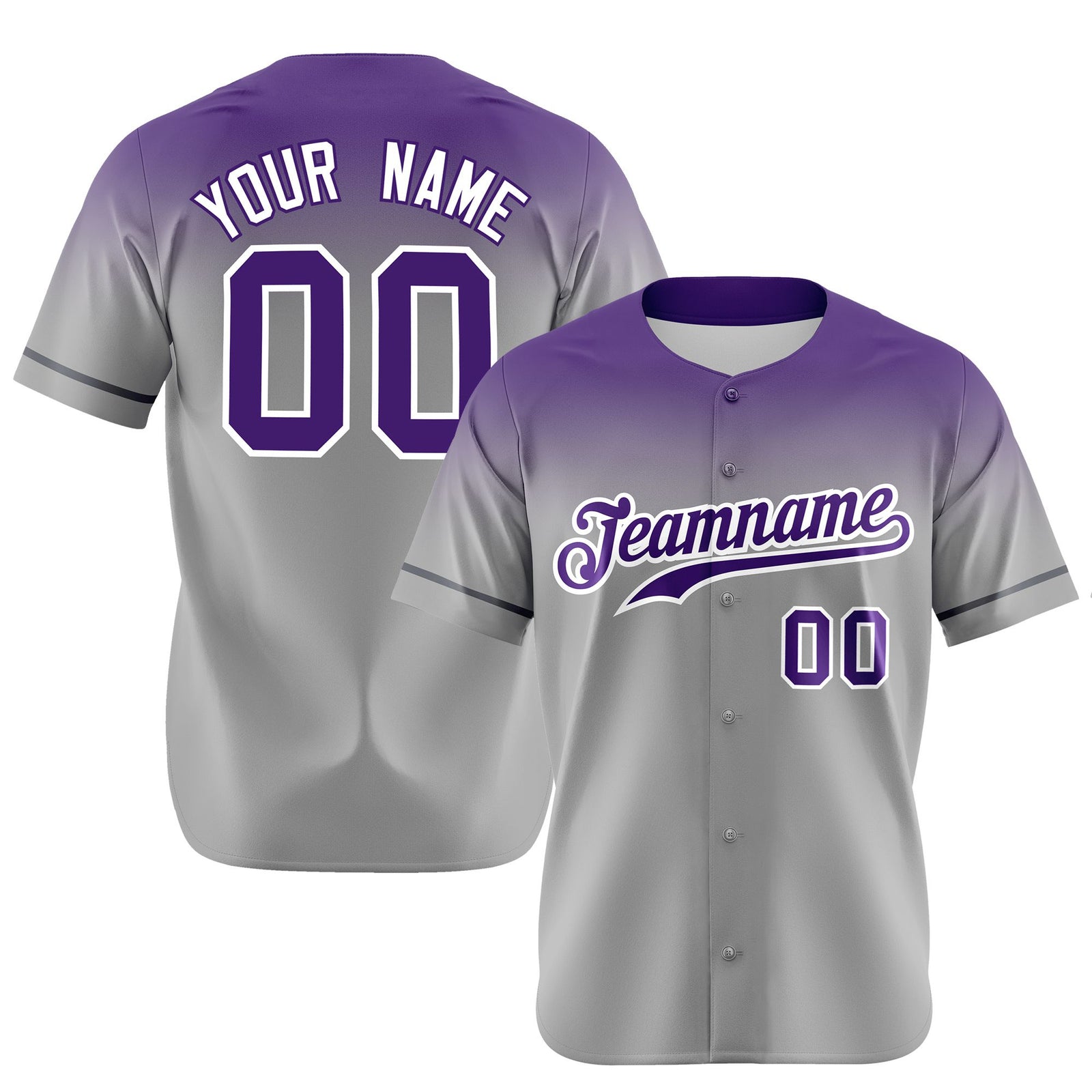 Custom Gray Purple Gradient Fashion Design Authentic Baseball Jersey