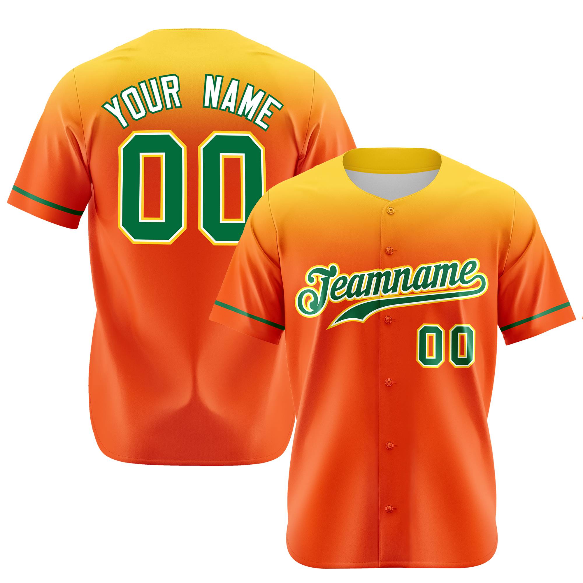 Custom Orange Yellow Gradient Fashion Design Authentic Baseball Jersey