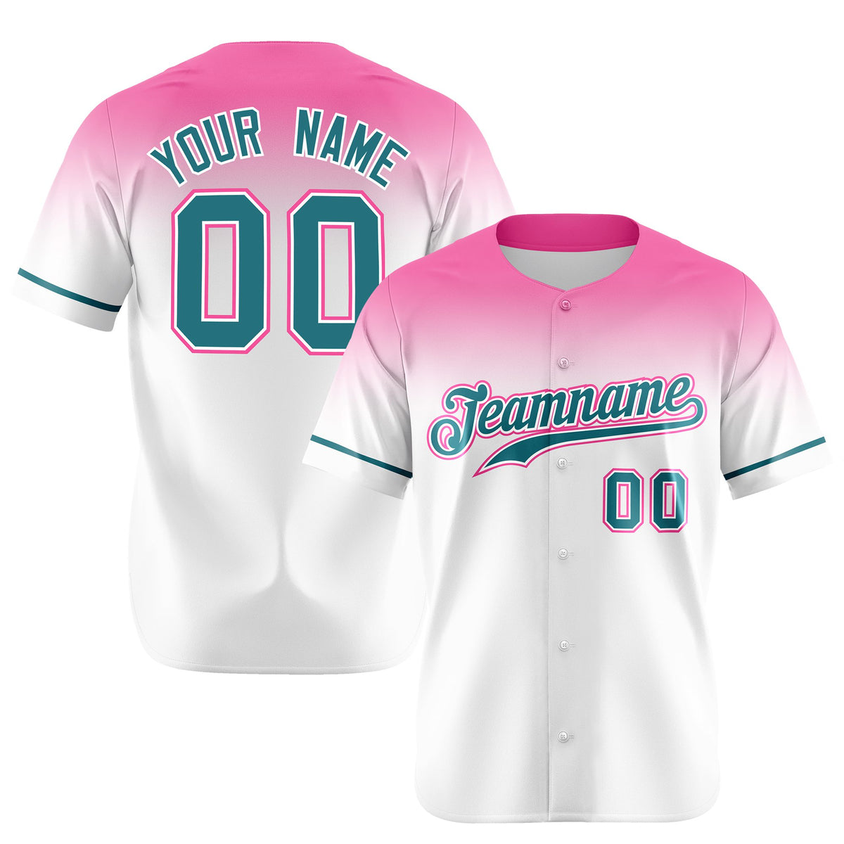 Custom White Light Pink Gradient Fashion Design Authentic Baseball Jersey