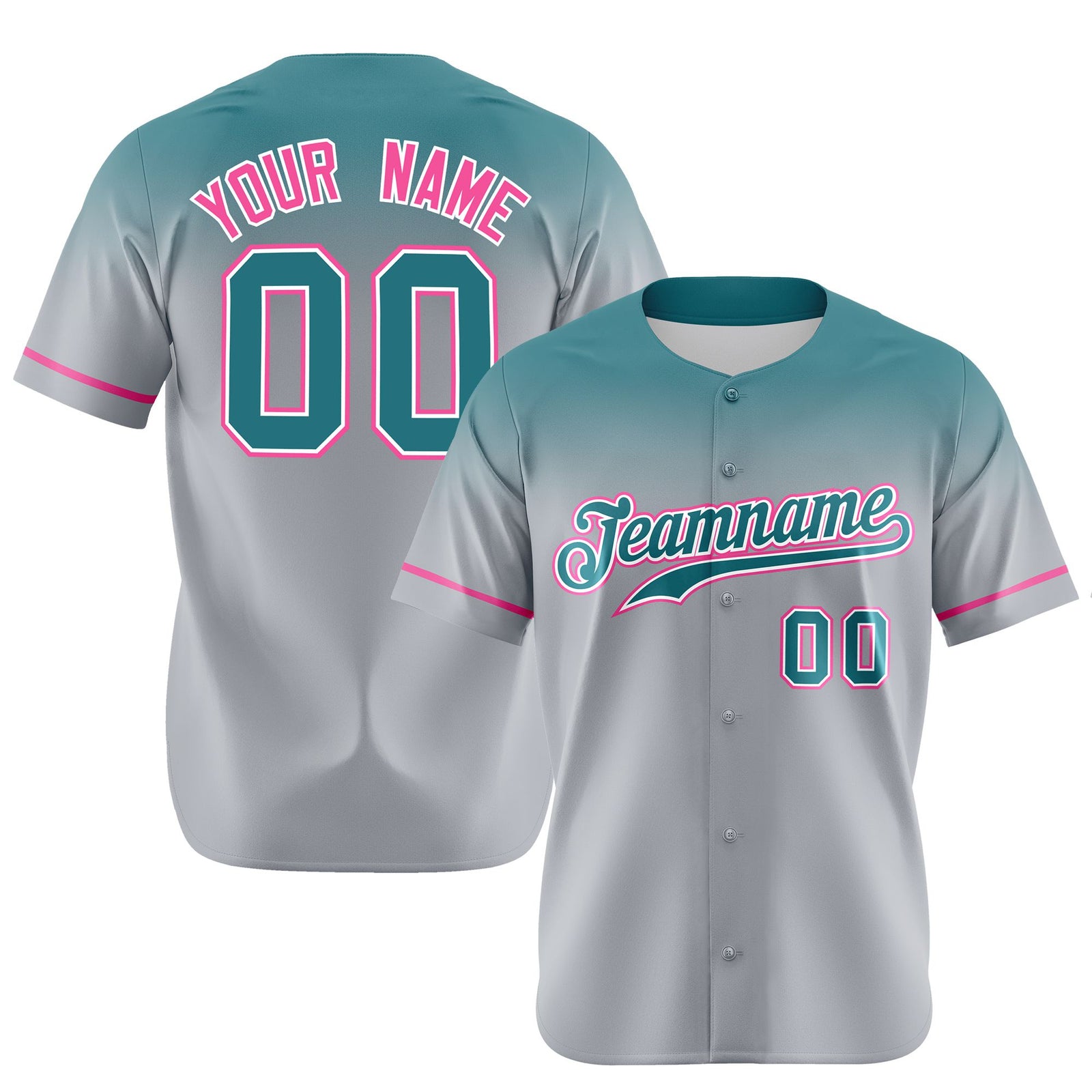 Custom Gray Aqua Gradient Fashion Design Authentic Baseball Jersey