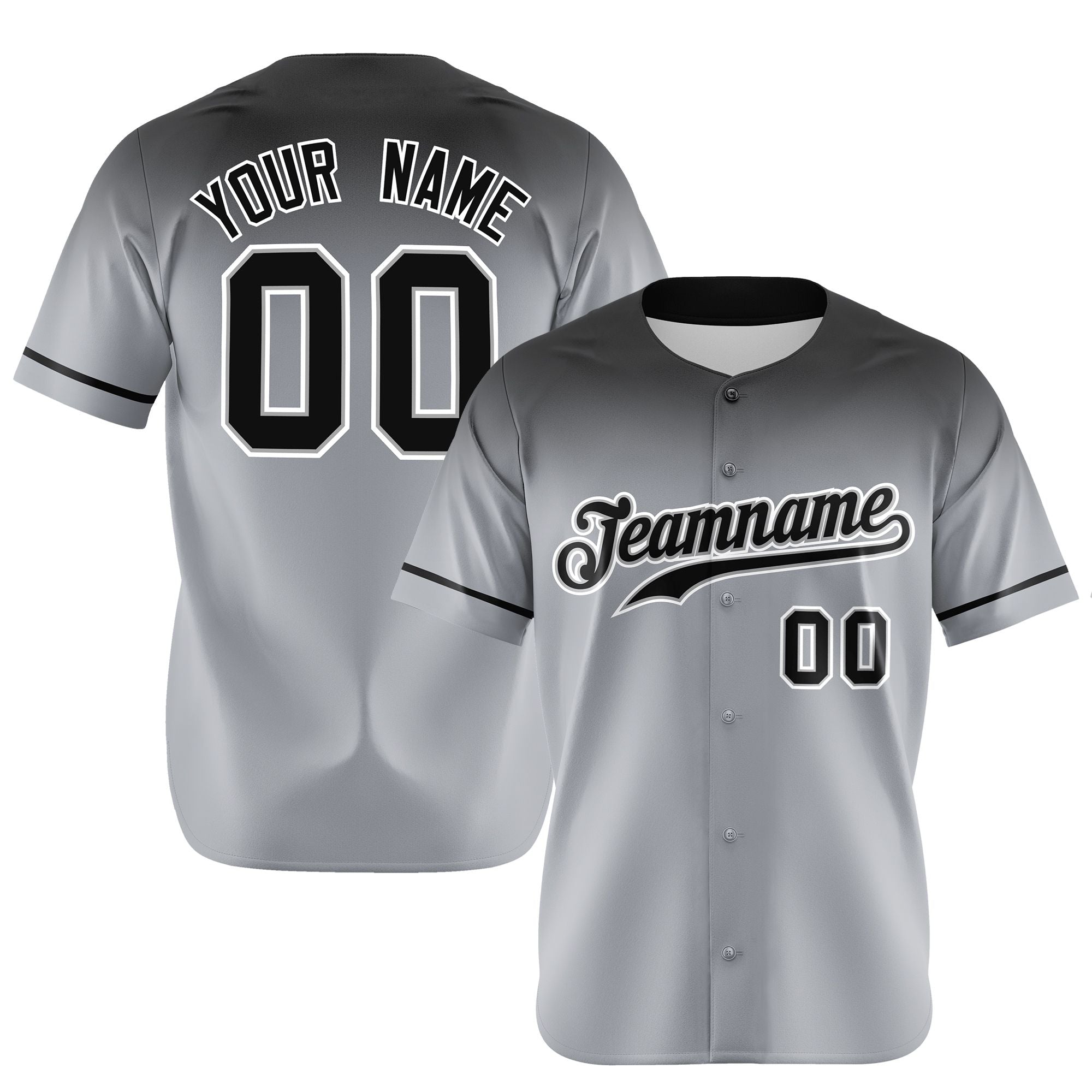 Custom Gray Black Gradient Fashion Design Authentic Baseball Jersey