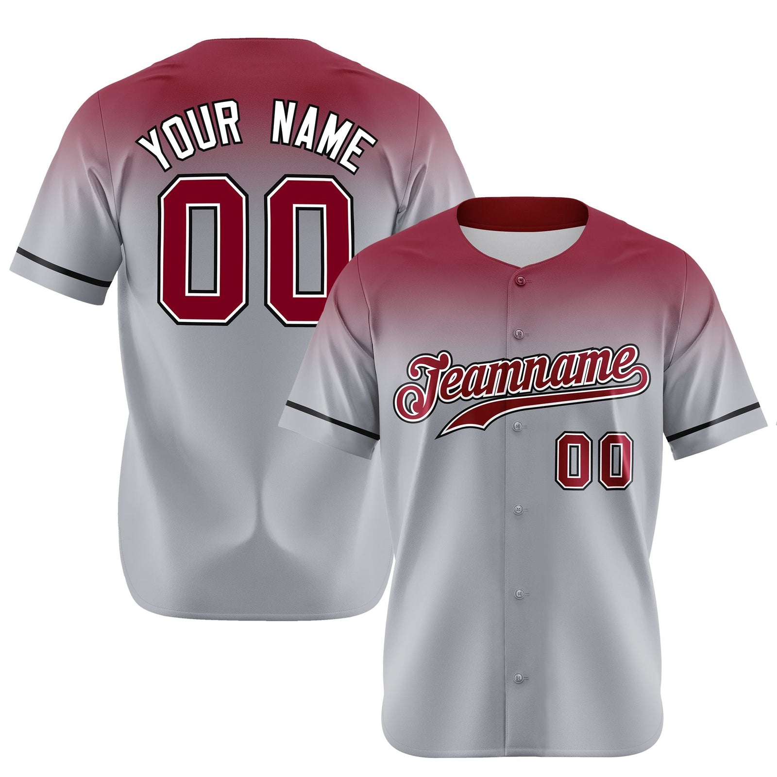 Custom Gray Crimson Gradient Fashion Design Authentic Baseball Jersey