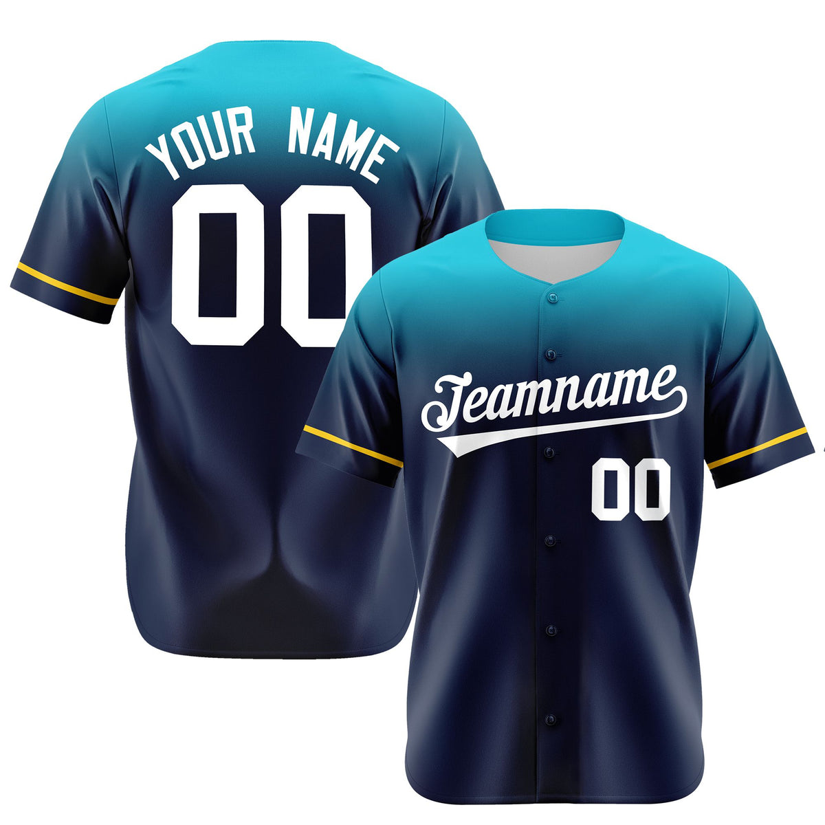 Custom Navy Aqua Gradient Fashion Design Authentic Baseball Jersey