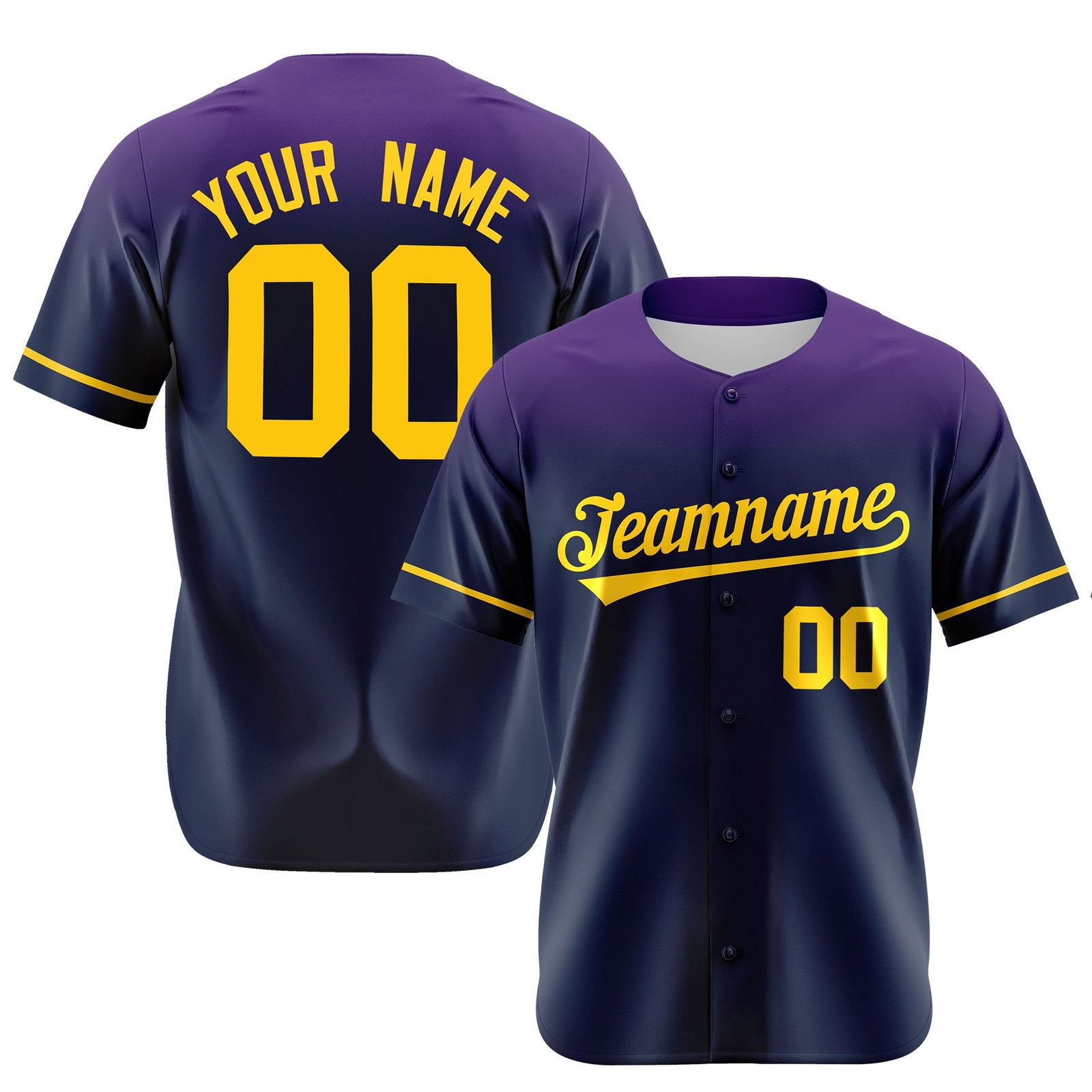 Custom Navy Purple Gradient Fashion Design Authentic Baseball Jersey