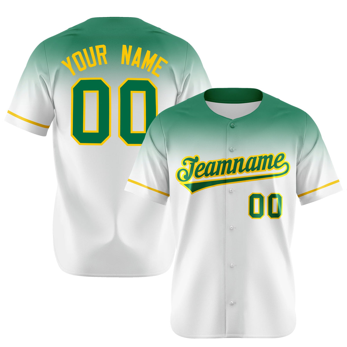 Custom White Bright Green Gradient Fashion Design Authentic Baseball Jersey