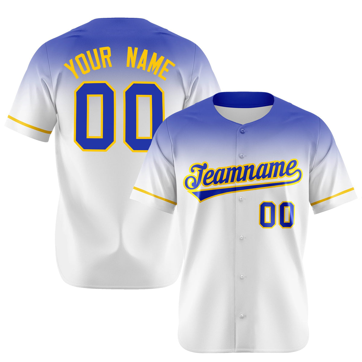 Custom White Royal Blue Gradient Fashion Design Authentic Baseball Jersey
