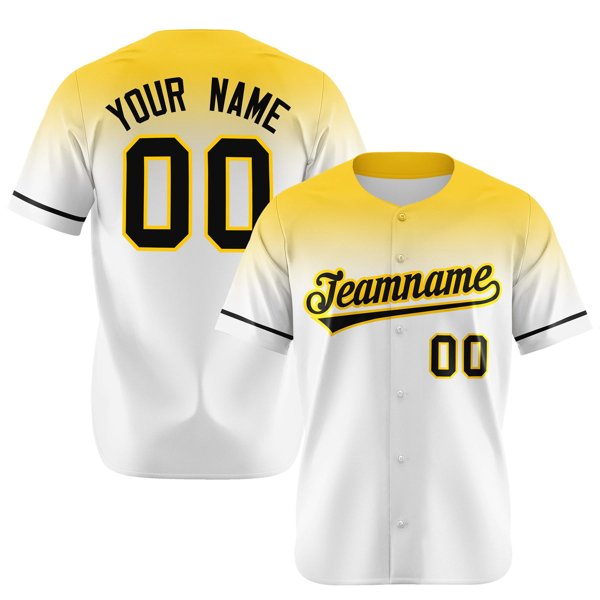 Custom White Gold Gradient Fashion Design Authentic Baseball Jersey