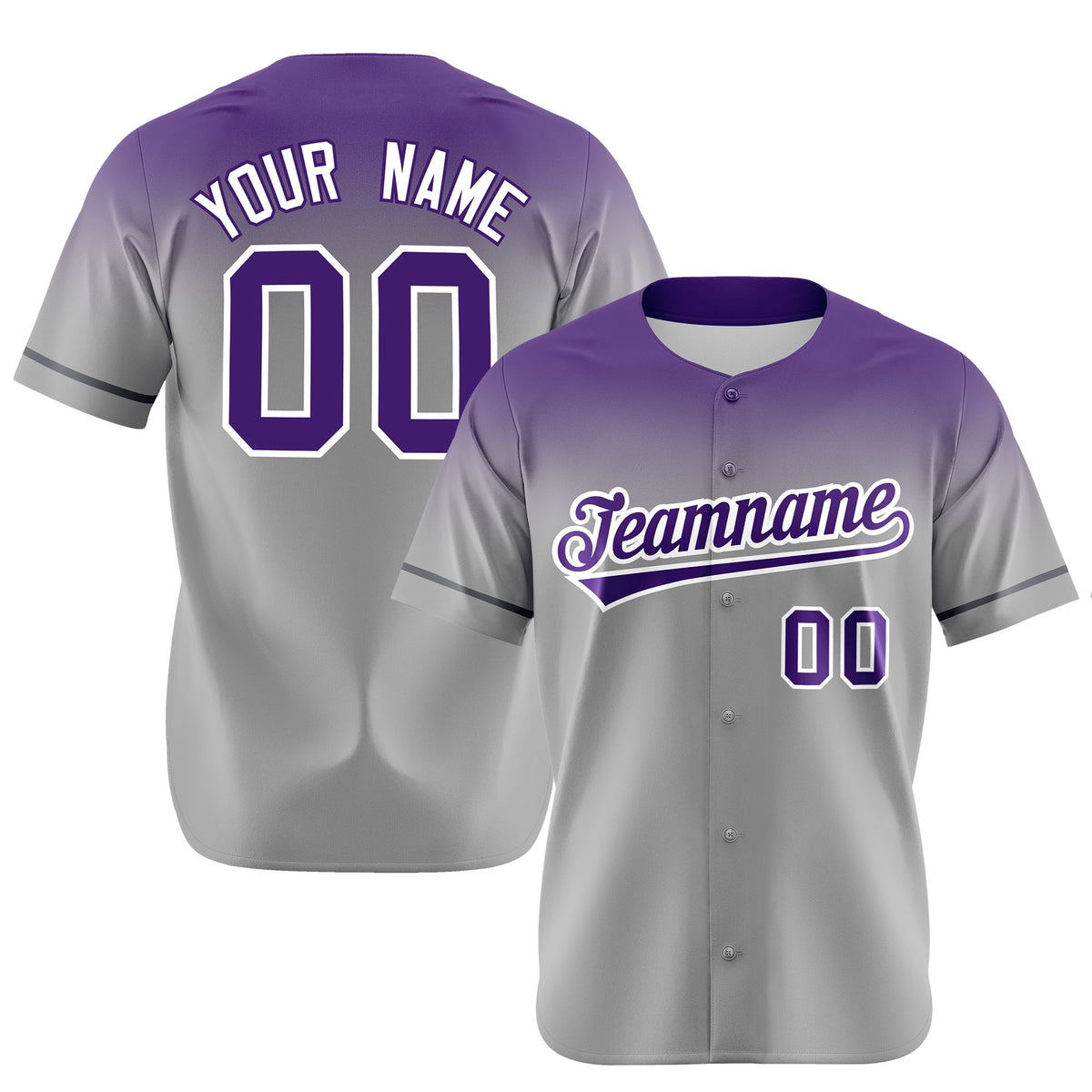 Custom Gray Purple Gradient Fashion Design Authentic Baseball Jersey