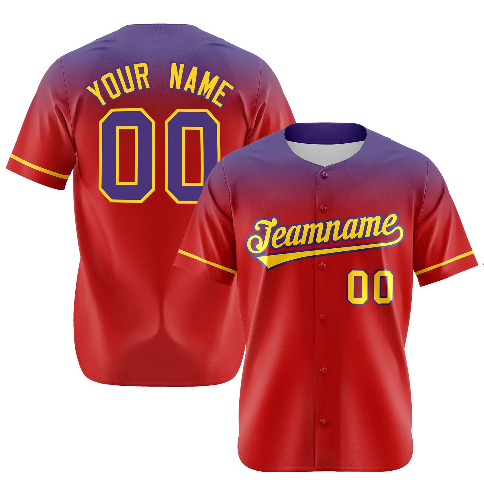 Custom Red Purple Gradient Fashion Design Authentic Baseball Jersey